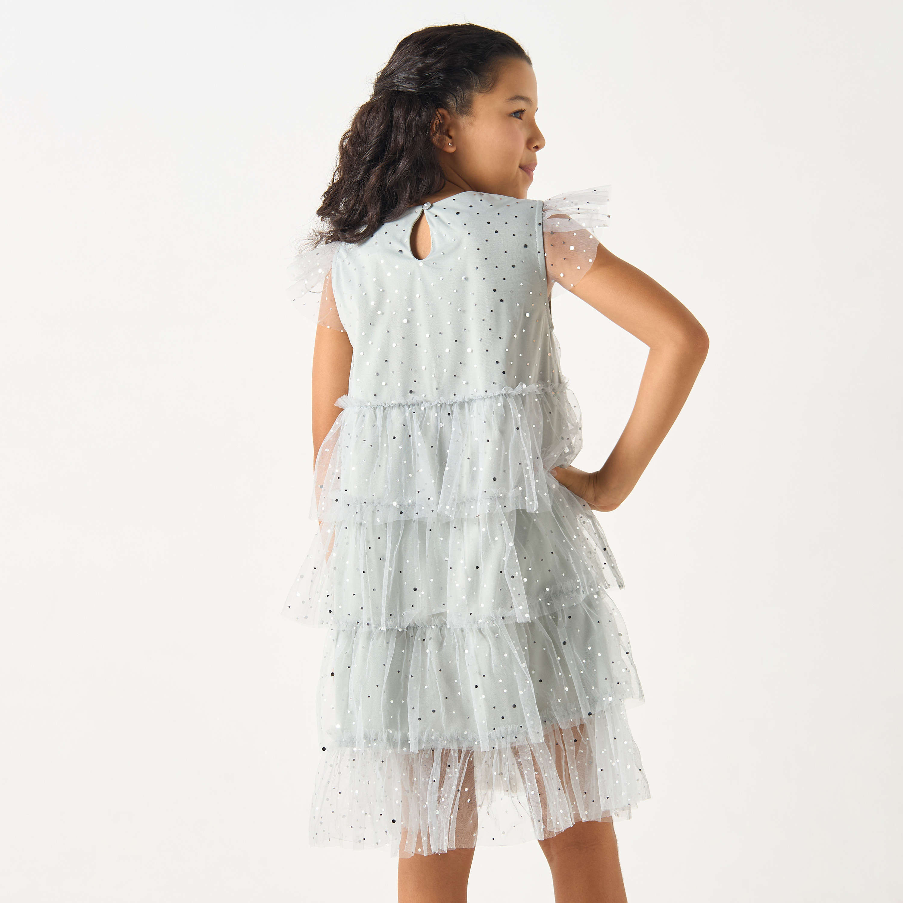 Si Noir All-Over Lace Tiered Dress with Glitter Detail - for Girls-girls-clothing-dressesandjumpsuits-image-5