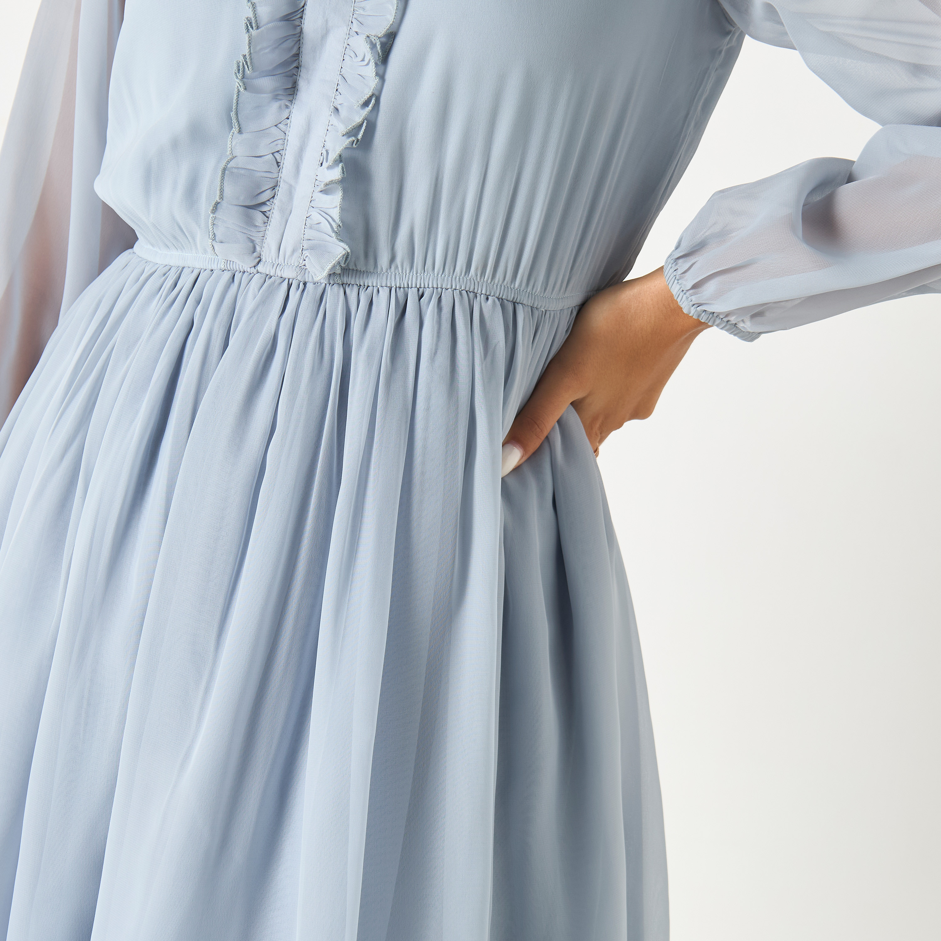 فستان سادة بطبقات وتفاصيل كشكش من سي نوار - للأم-women-clothing-dresses-image-6