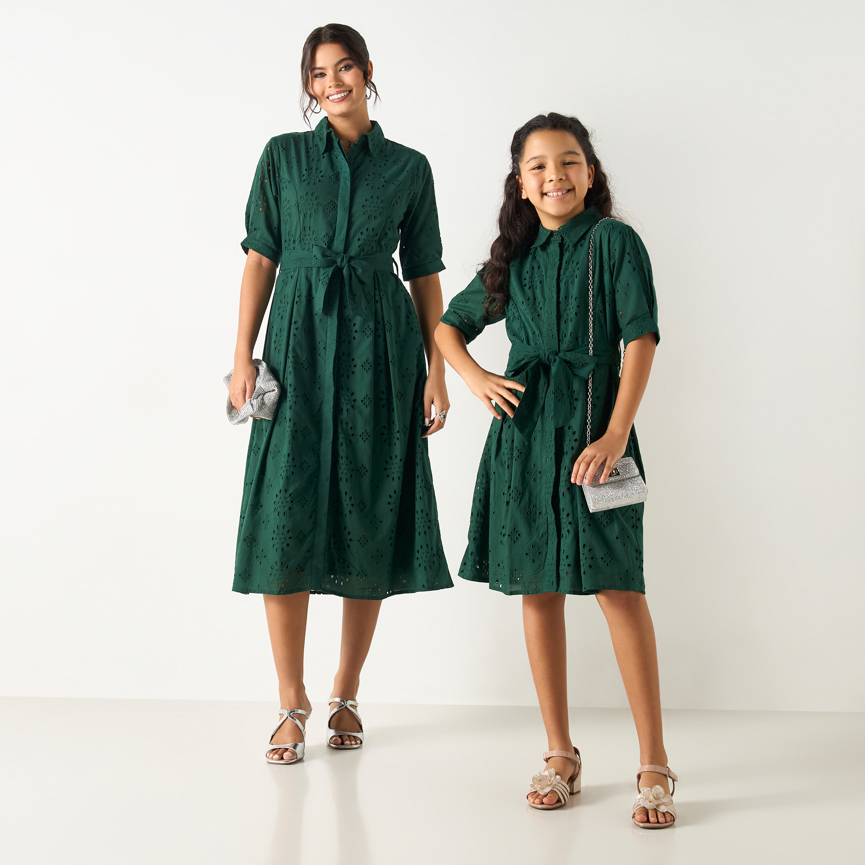 فستان قميص شيفلي بتفاصيل رباط من سي نوار - للأم-women-clothing-dresses-image-2