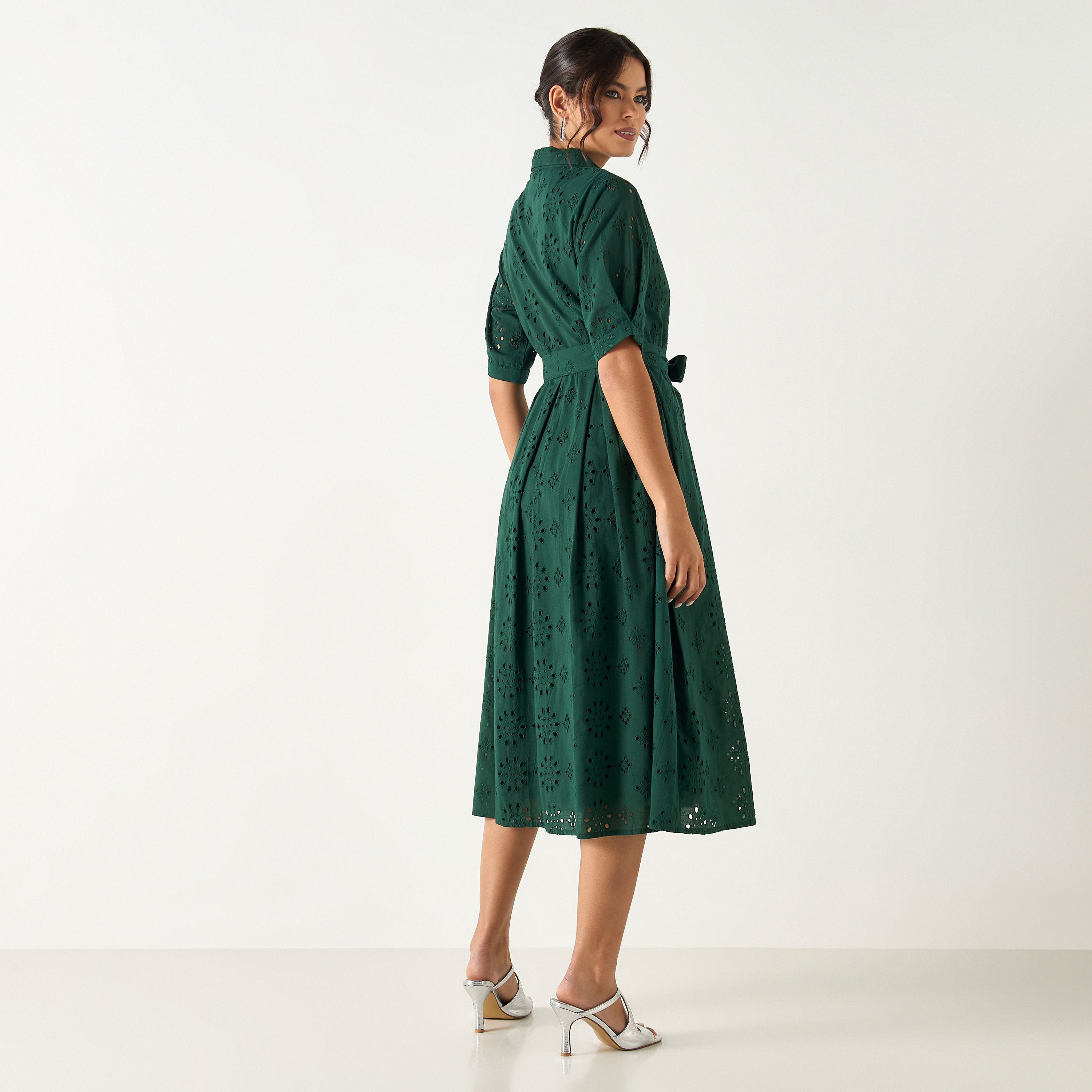 فستان قميص شيفلي بتفاصيل رباط من سي نوار - للأم-women-clothing-dresses-image-5