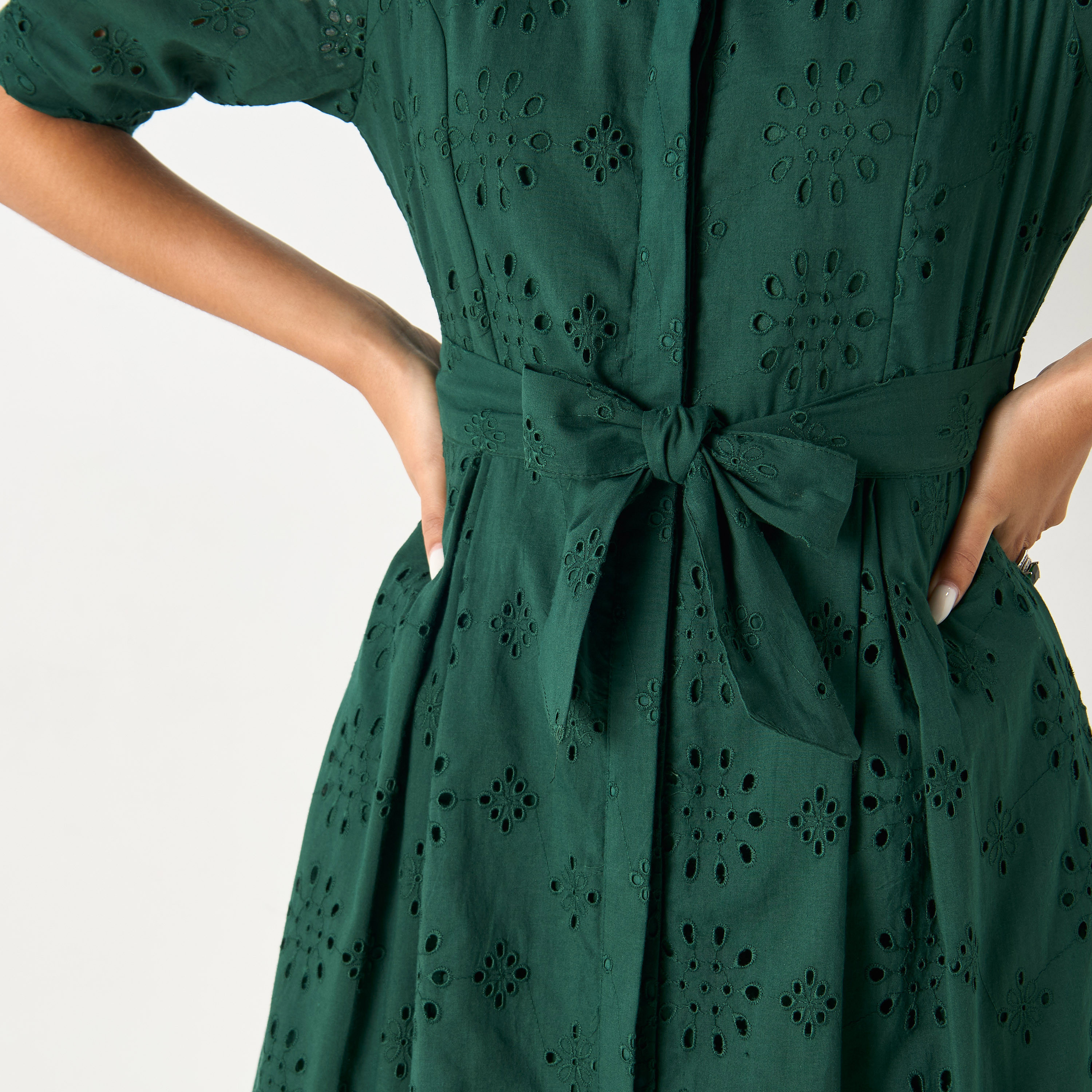 فستان قميص شيفلي بتفاصيل رباط من سي نوار - للأم-women-clothing-dresses-image-6