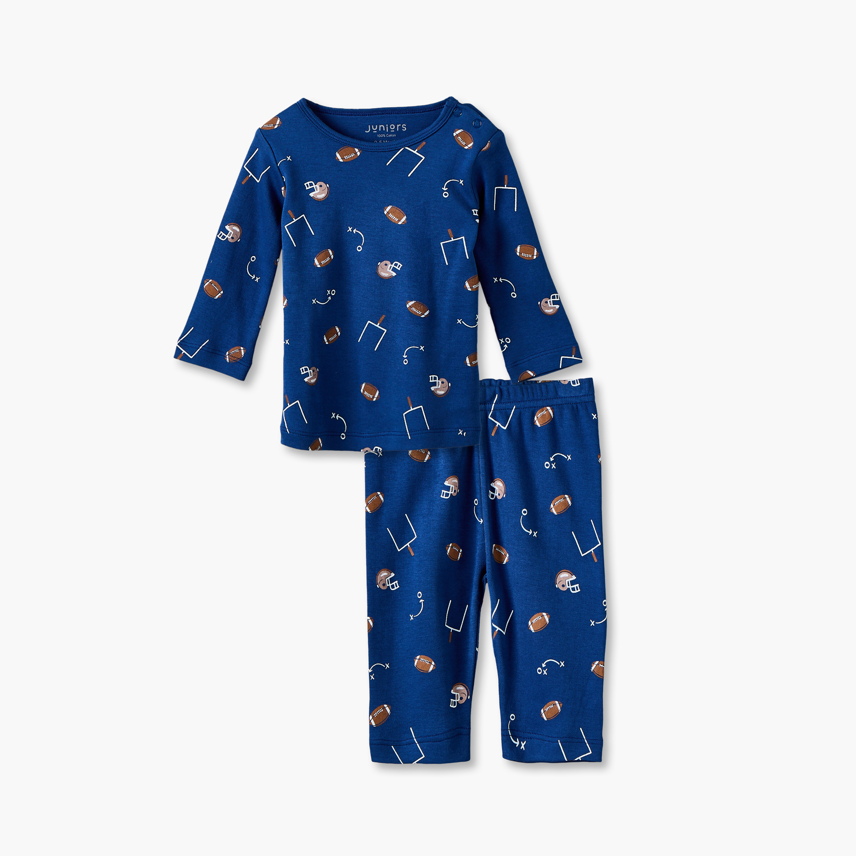 طقم بيجاما قطن برقبة ضيقة وأكمام طويلة وطبعات من جونيورز-baby-boys-clothing-nightwear-pyjamasets-image-2