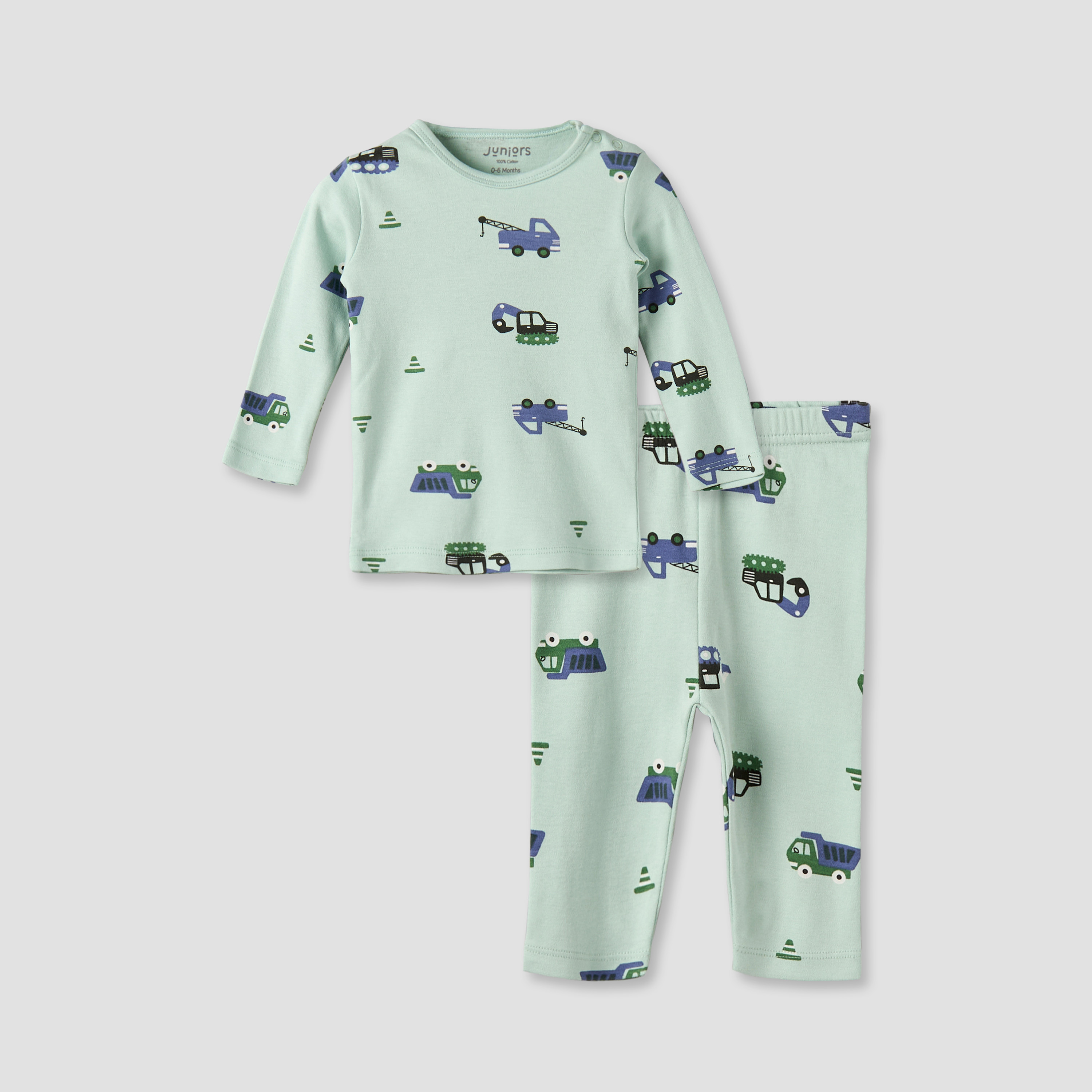 طقم بيجاما قطن بطبعات مركبات وياقة مستديرة وأكمام طويلة من جونيورز-baby-boys-clothing-nightwear-pyjamasets-image-2