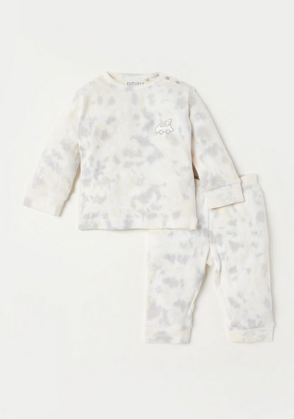 Juniors Tie Dye Print Long Sleeves T-shirt and Pyjama Set-Pyjama Sets-image-0