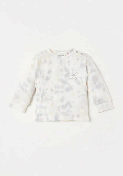 Juniors Tie Dye Print Long Sleeves T-shirt and Pyjama Set-Pyjama Sets-image-1