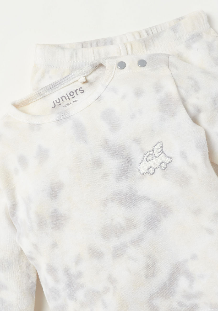 Juniors Tie Dye Print Long Sleeves T-shirt and Pyjama Set-Pyjama Sets-image-3