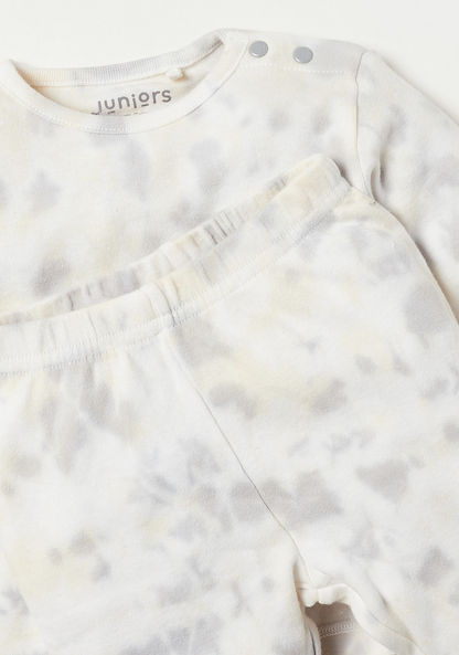 Juniors Tie Dye Print Long Sleeves T-shirt and Pyjama Set-Pyjama Sets-image-4