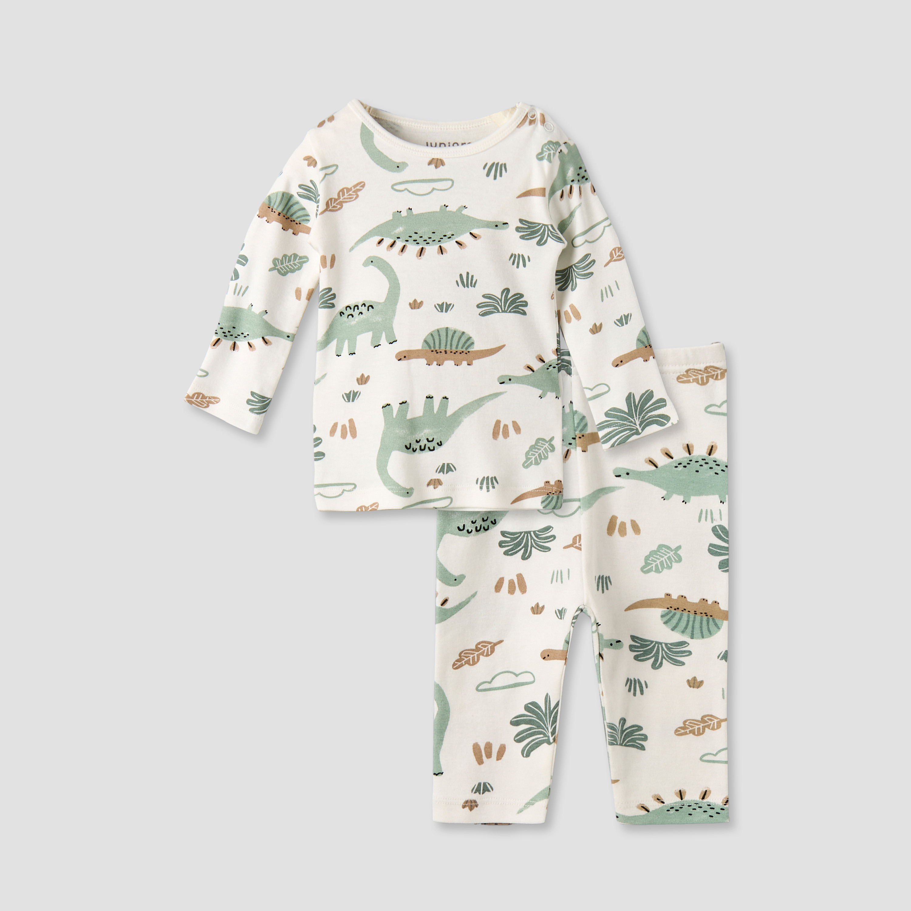 Juniors Cotton Round Neck Long Sleeve Pyjama Set with Dinosaur Print-baby-boys-clothing-nightwear-pyjamasets-image-2