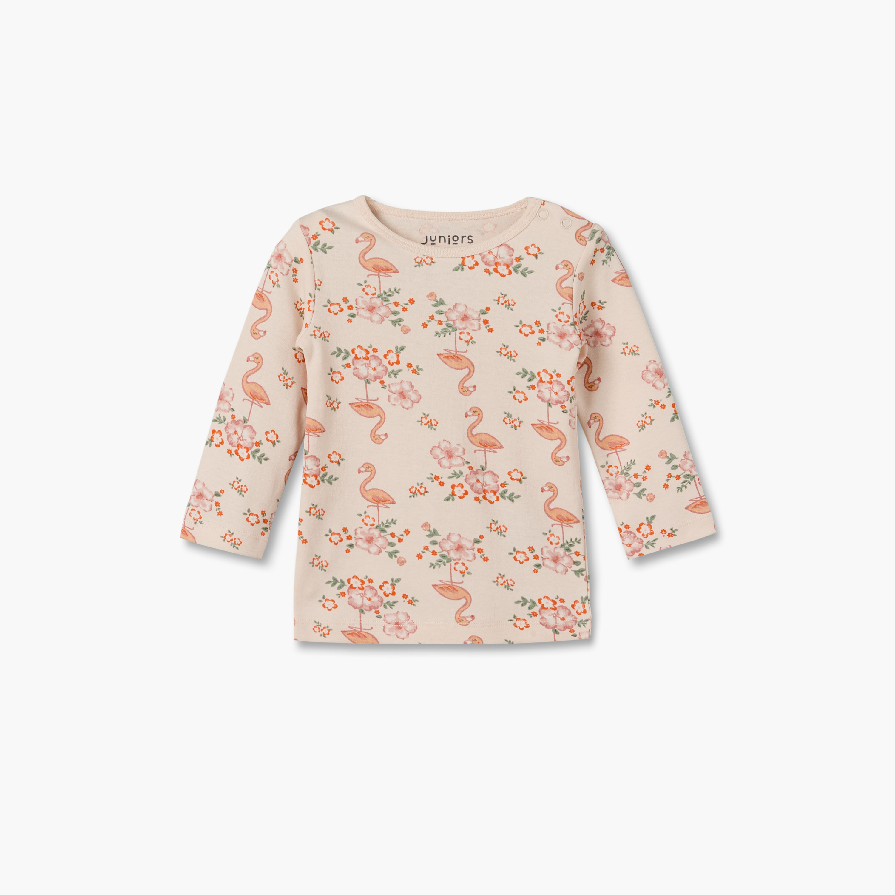 Juniors Cotton Crew Neck Long Sleeves Pyjama Set with Flamingo Print-baby-girls-clothing-nightwear-pyjamasets-image-3