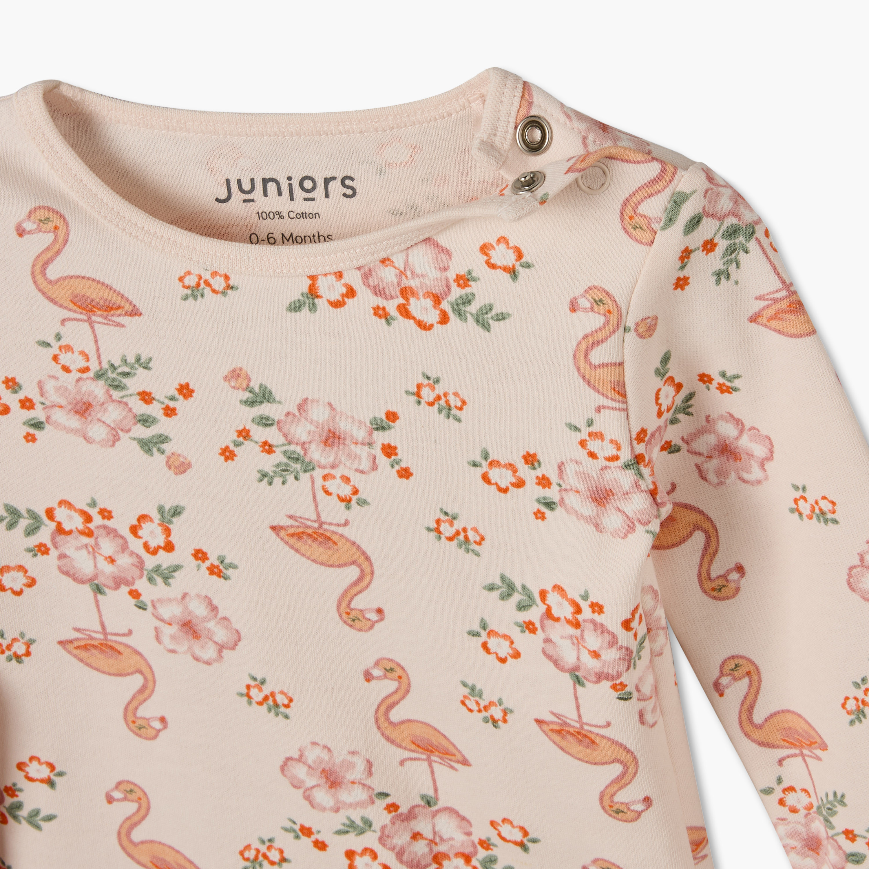Juniors Cotton Crew Neck Long Sleeves Pyjama Set with Flamingo Print-baby-girls-clothing-nightwear-pyjamasets-image-7