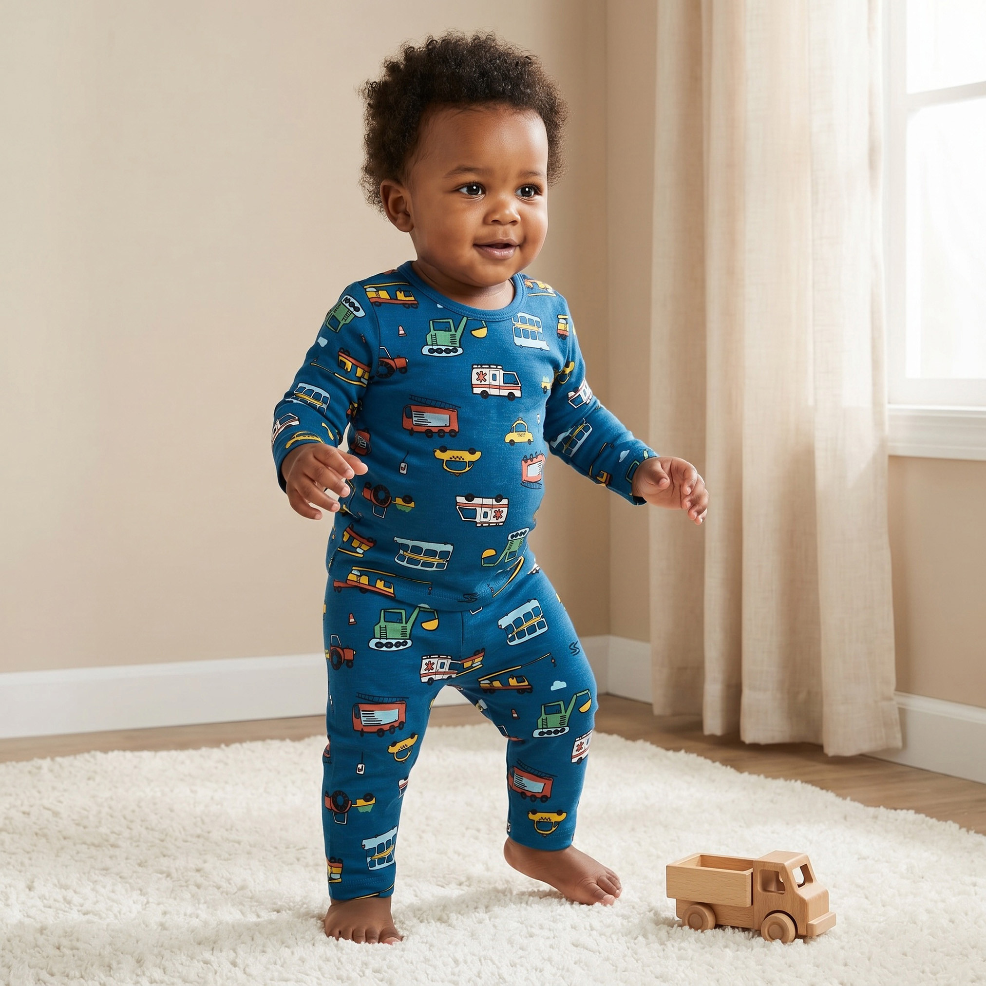 Juniors Cotton Round Neck Long Sleeve Pyjama Set with Vehicle Print-promo_babyshop_Buy3for79_QAT130126-image-1