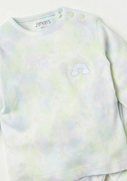 Juniors Tie Dye Print Long Sleeves T-shirt and Pyjama Set-Pyjama Sets-image-3