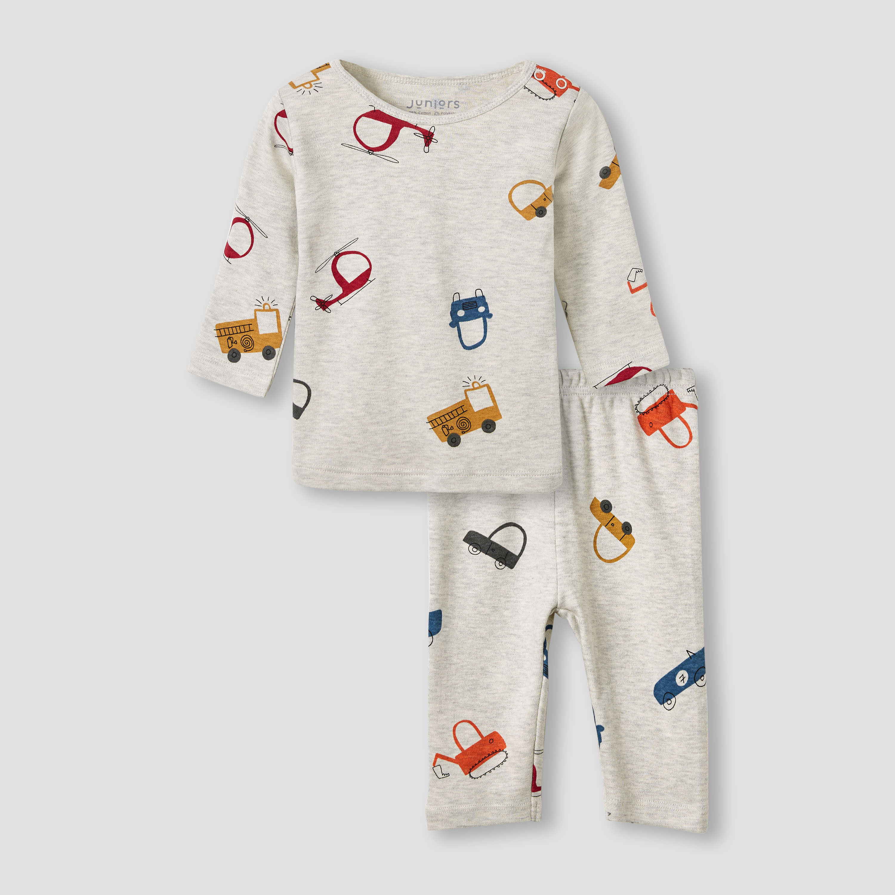 طقم بيجاما بأكمام طويلة وطبعات شاحنة للأولاد من جونيورز - قطن-baby-boys-clothing-nightwear-pyjamasets-image-1