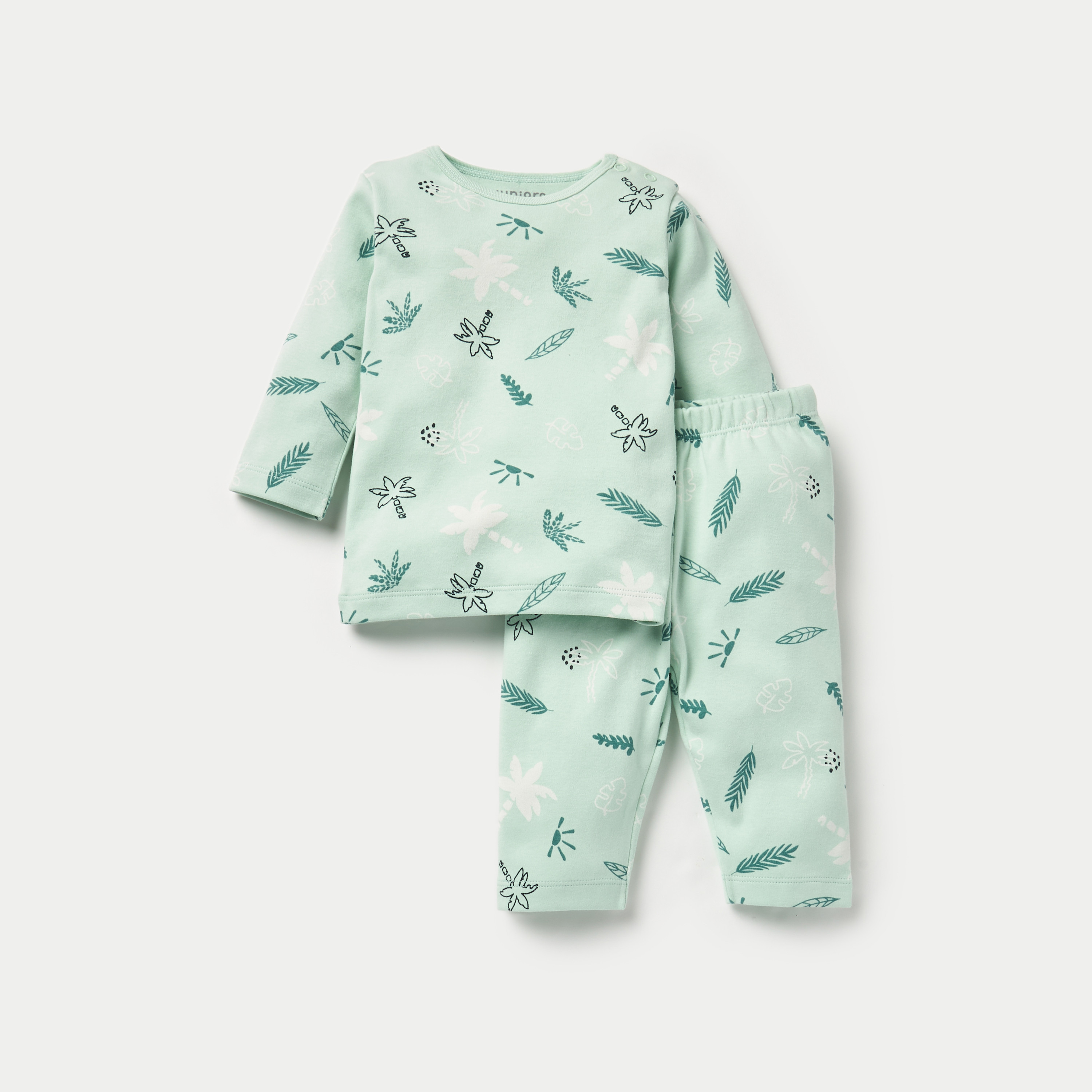 طقم بنطلون بيجاما وتيشيرت بطبعات تزينه بالكامل من جونيورز-baby-girls-clothing-nightwear-pyjamasets-image-2