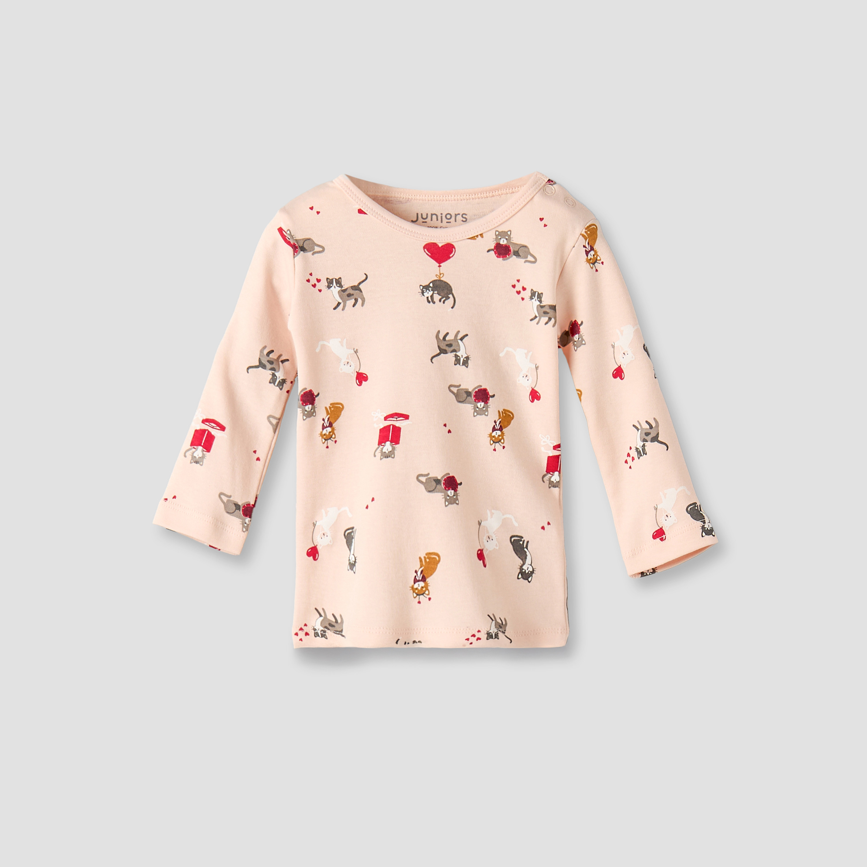 Juniors Cotton Round Neck Long Sleeve Pyjama Set with Cat Print-baby-girls-clothing-nightwear-pyjamasets-image-3