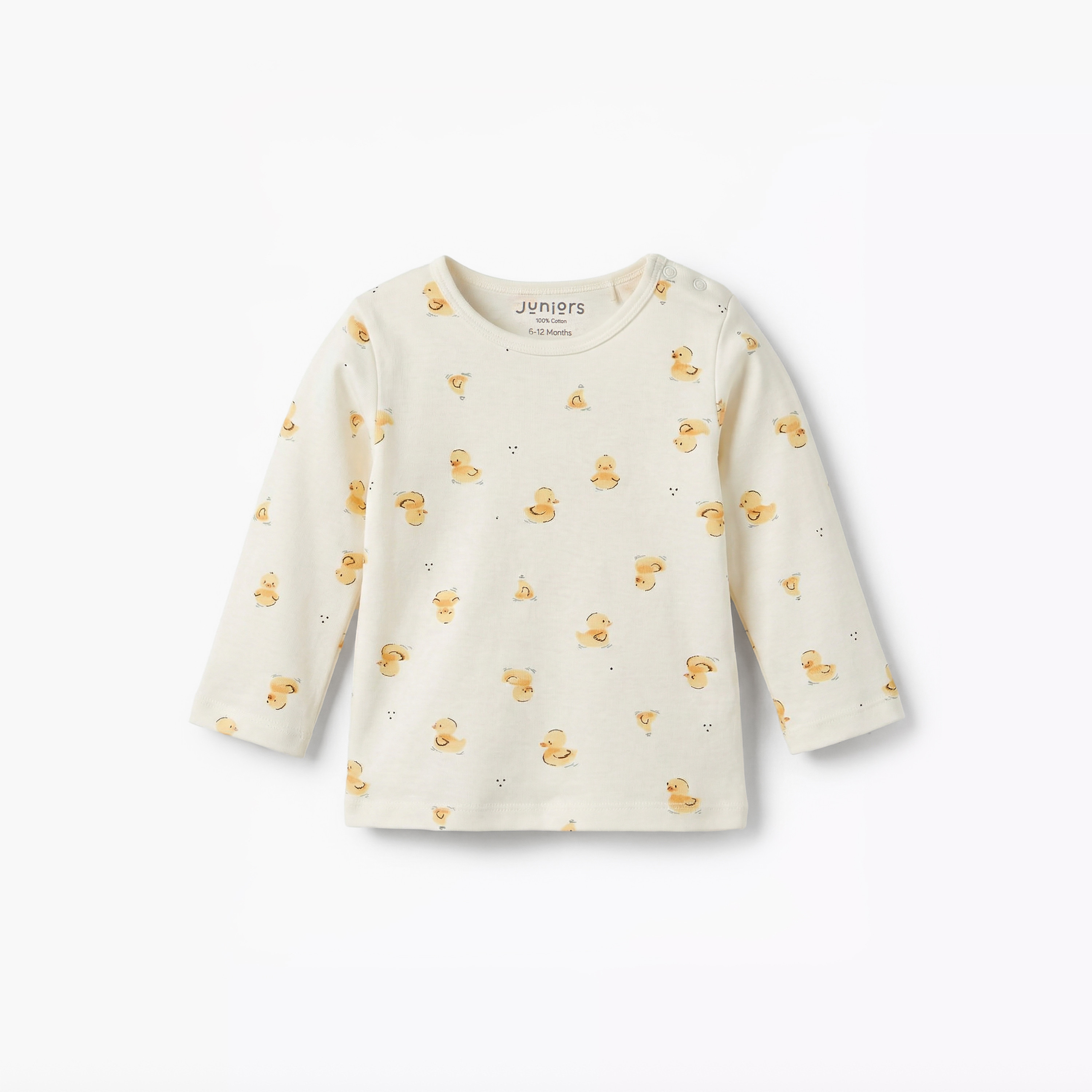 Juniors Cotton Round Neck Long Sleeves Pyjama Set with Duck Print-baby-girls-clothing-nightwear-pyjamasets-image-3