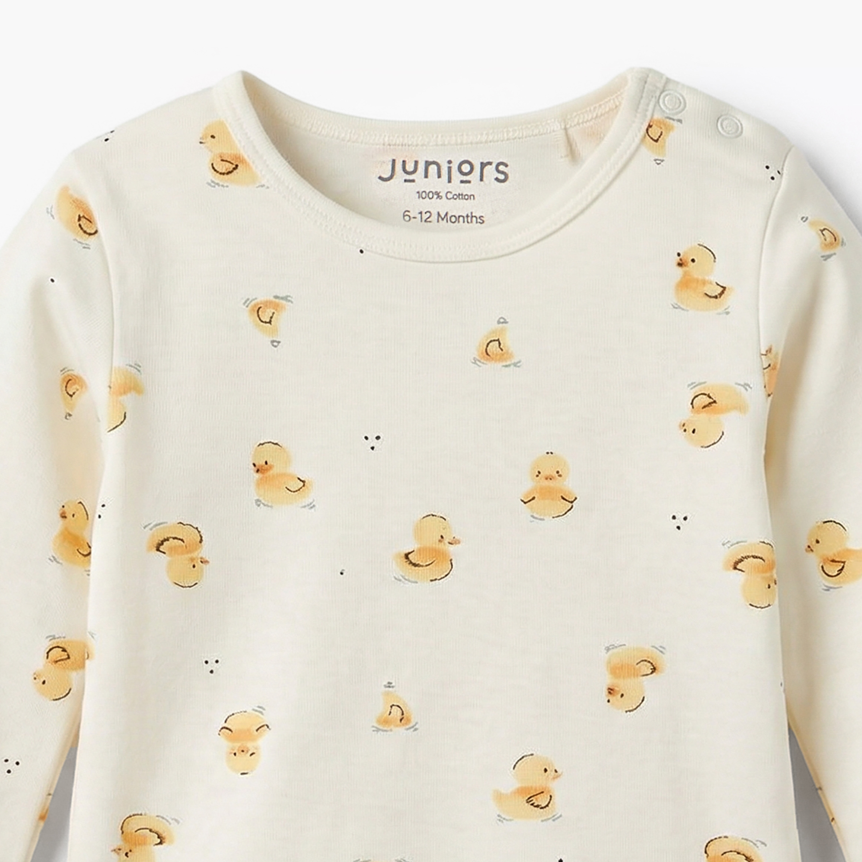 Juniors Cotton Round Neck Long Sleeves Pyjama Set with Duck Print-baby-girls-clothing-nightwear-pyjamasets-image-5