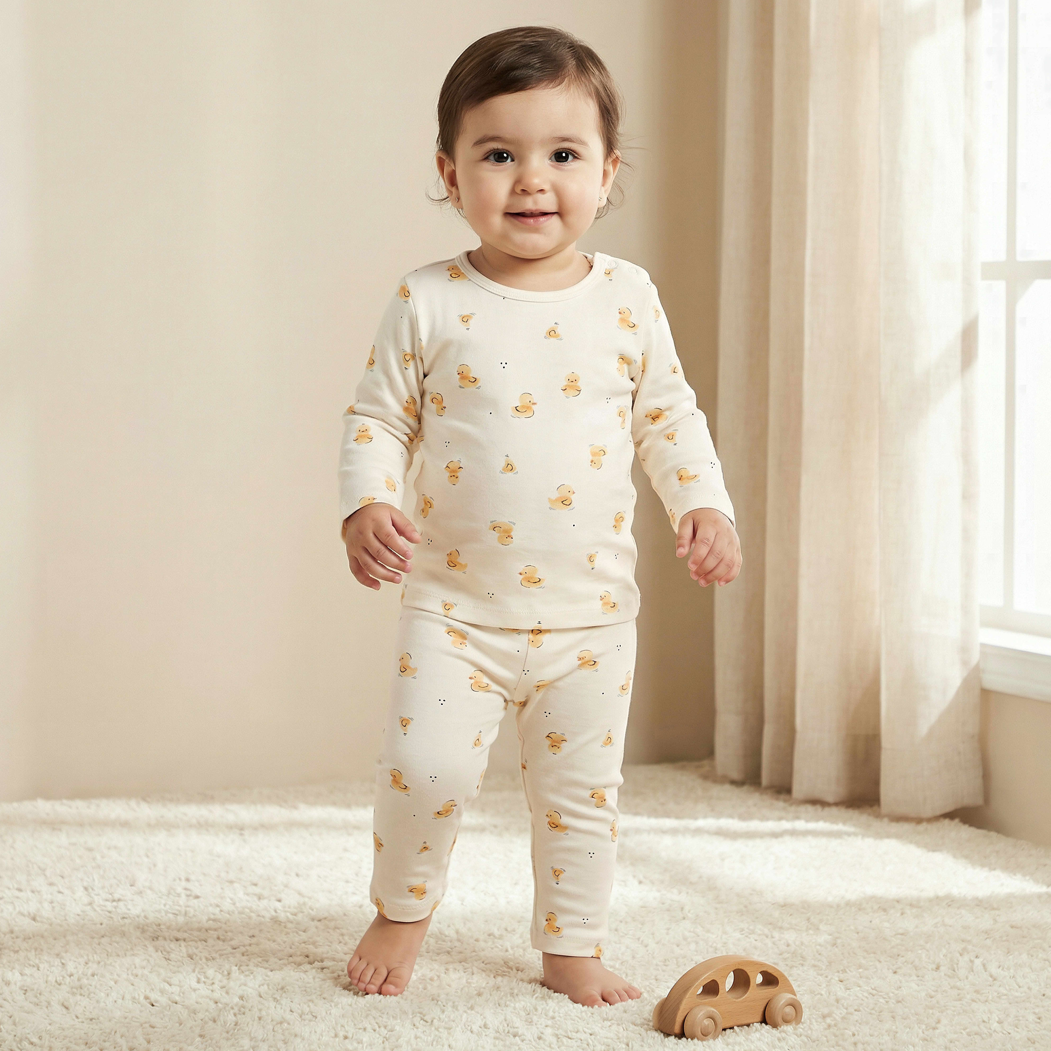 Juniors Cotton Round Neck Long Sleeves Pyjama Set with Duck Print-baby-girls-clothing-nightwear-pyjamasets-image-1