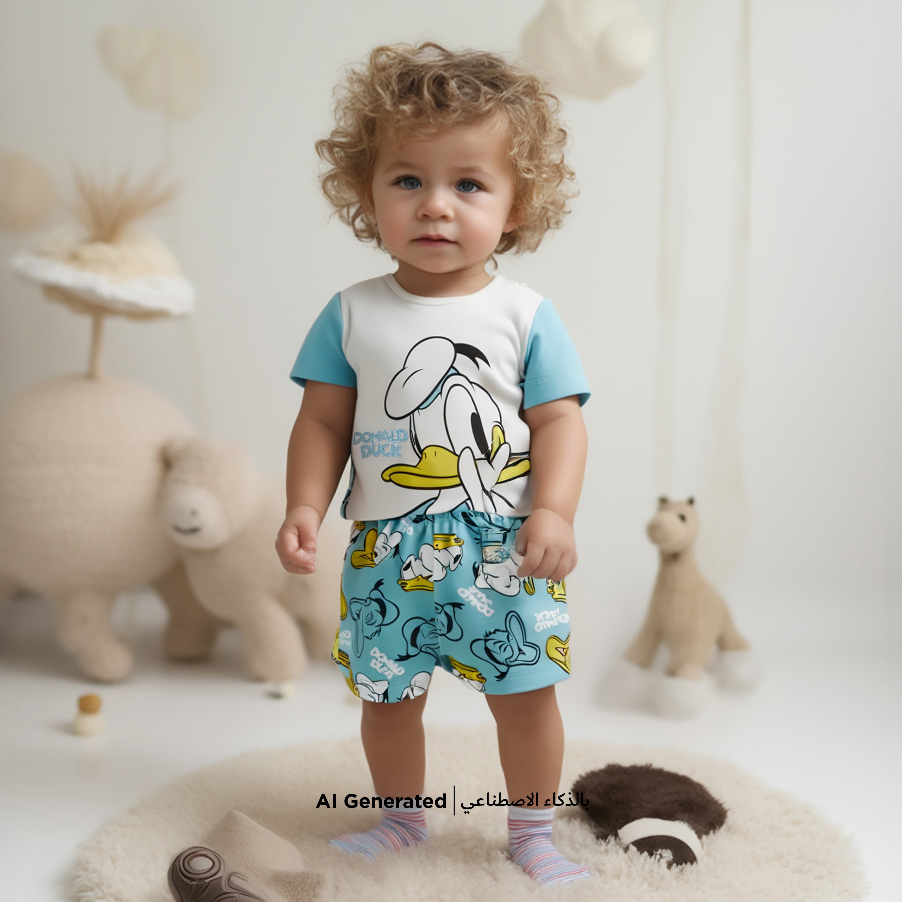 Disney Donald Duck Print T-shirt and Pyjama Set-baby-boys-clothing-nightwear-pyjamasets-image-1