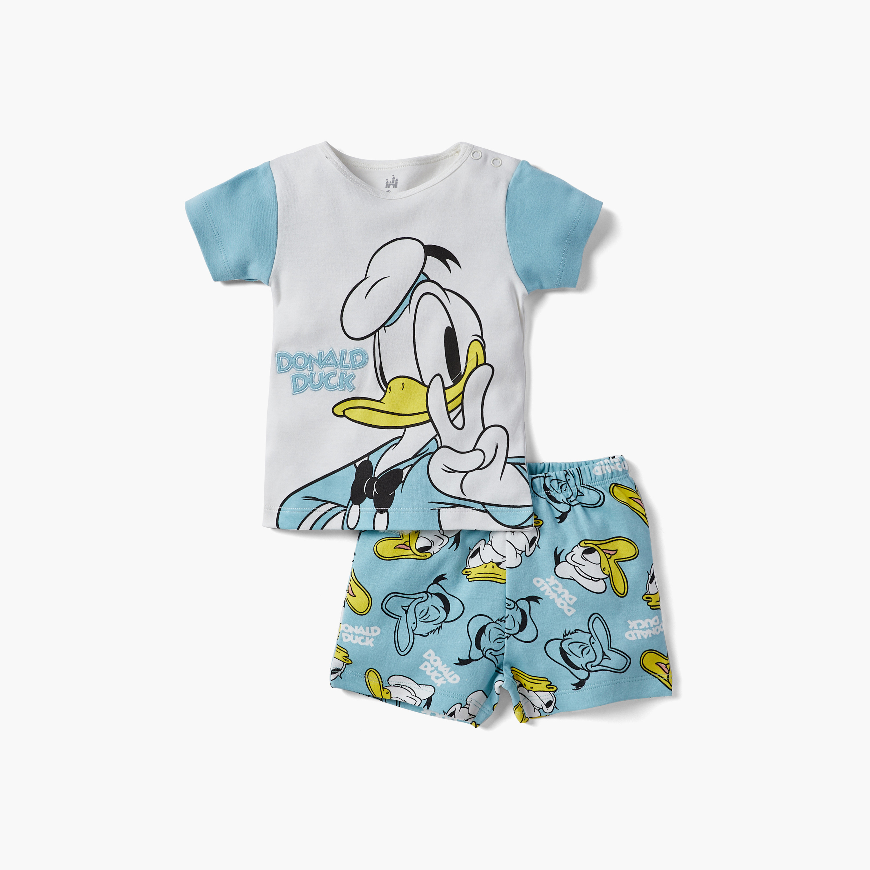 Disney Donald Duck Print T-shirt and Pyjama Set-baby-boys-clothing-nightwear-pyjamasets-image-2