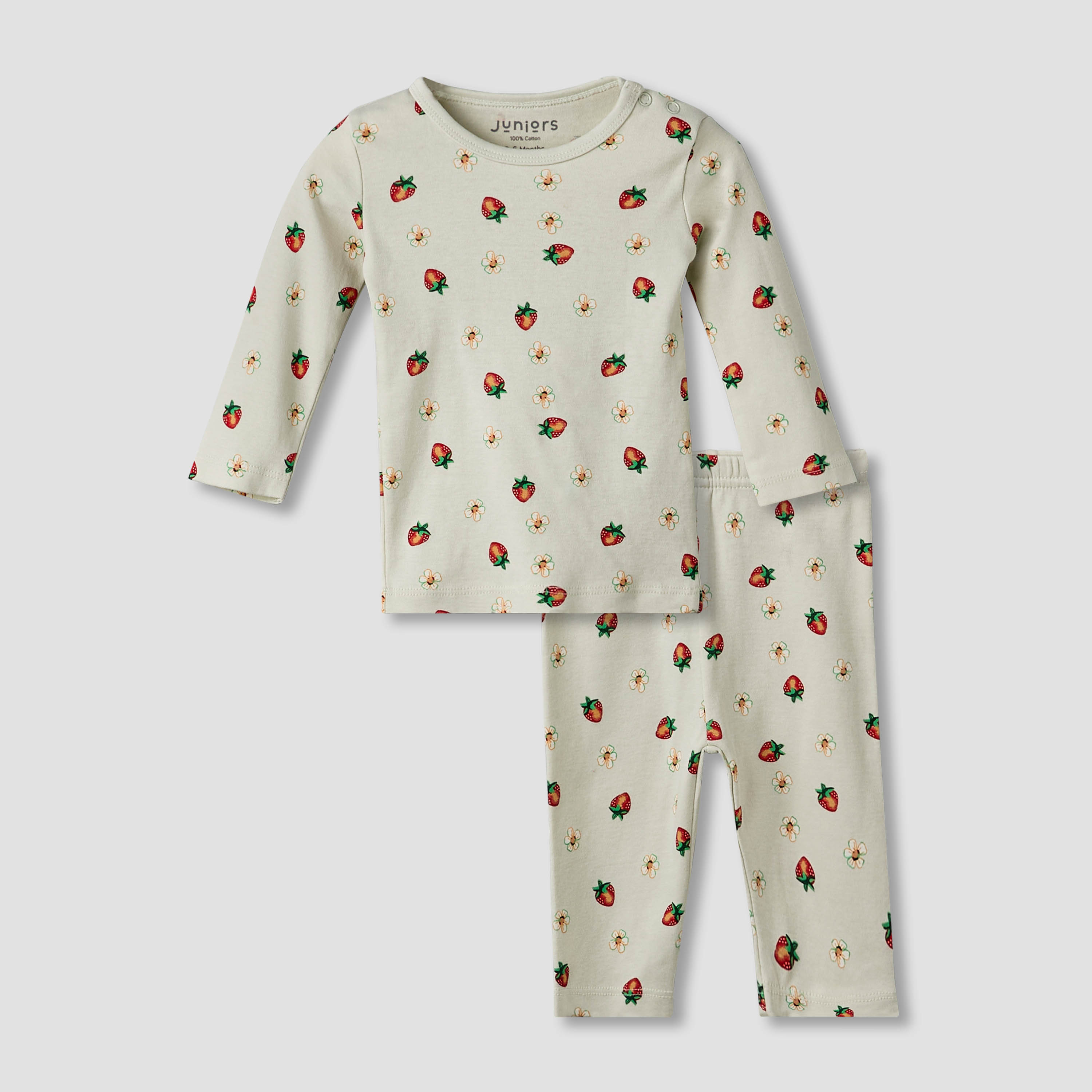 Juniors Cotton Round Neck Long Sleeve Pyjama Set with Strawberry Print-baby-girls-clothing-nightwear-pyjamasets-image-2