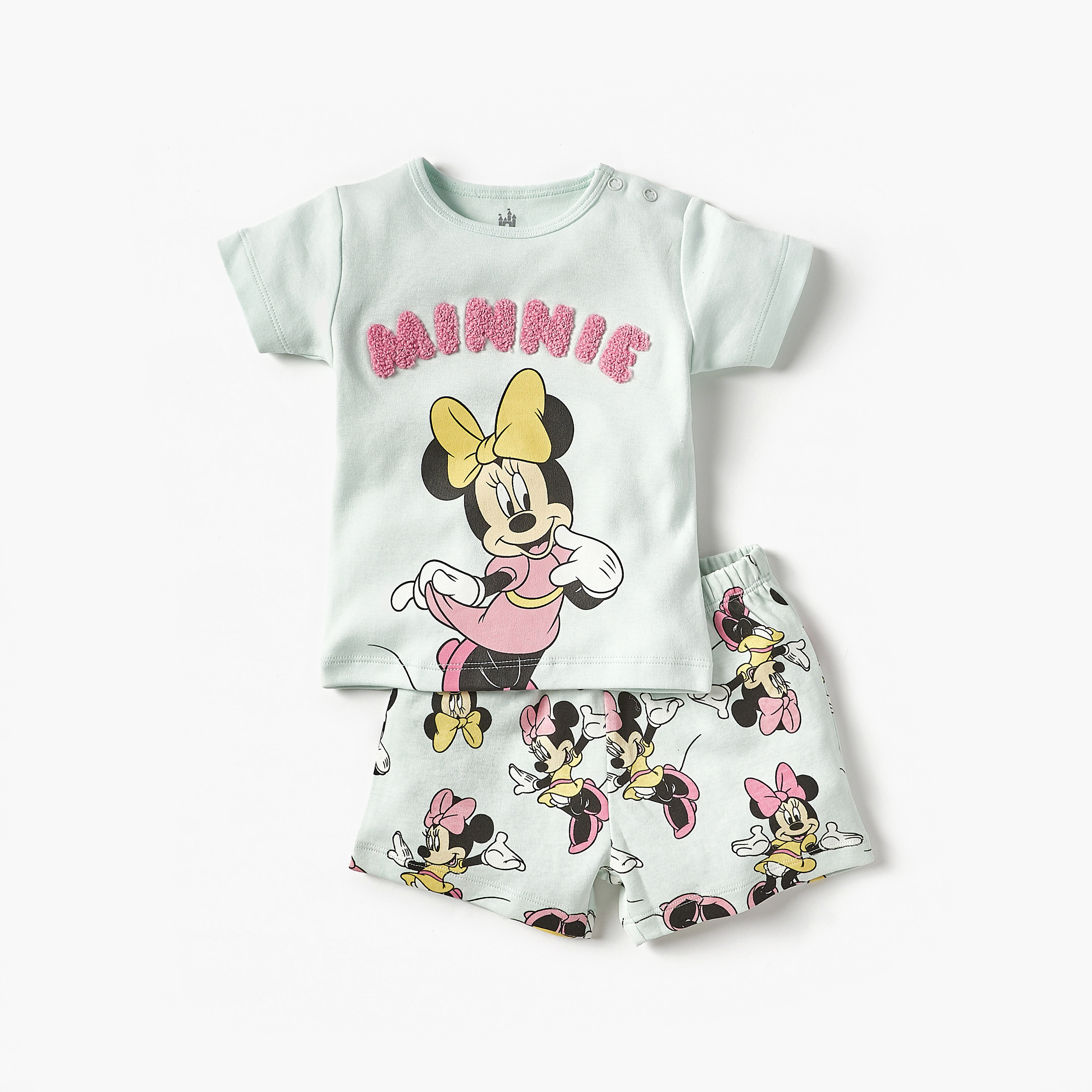 Disney Minnie Mouse Print T-shirt and Pyjama Set-baby-girls-clothing-setsandcoords-image-1