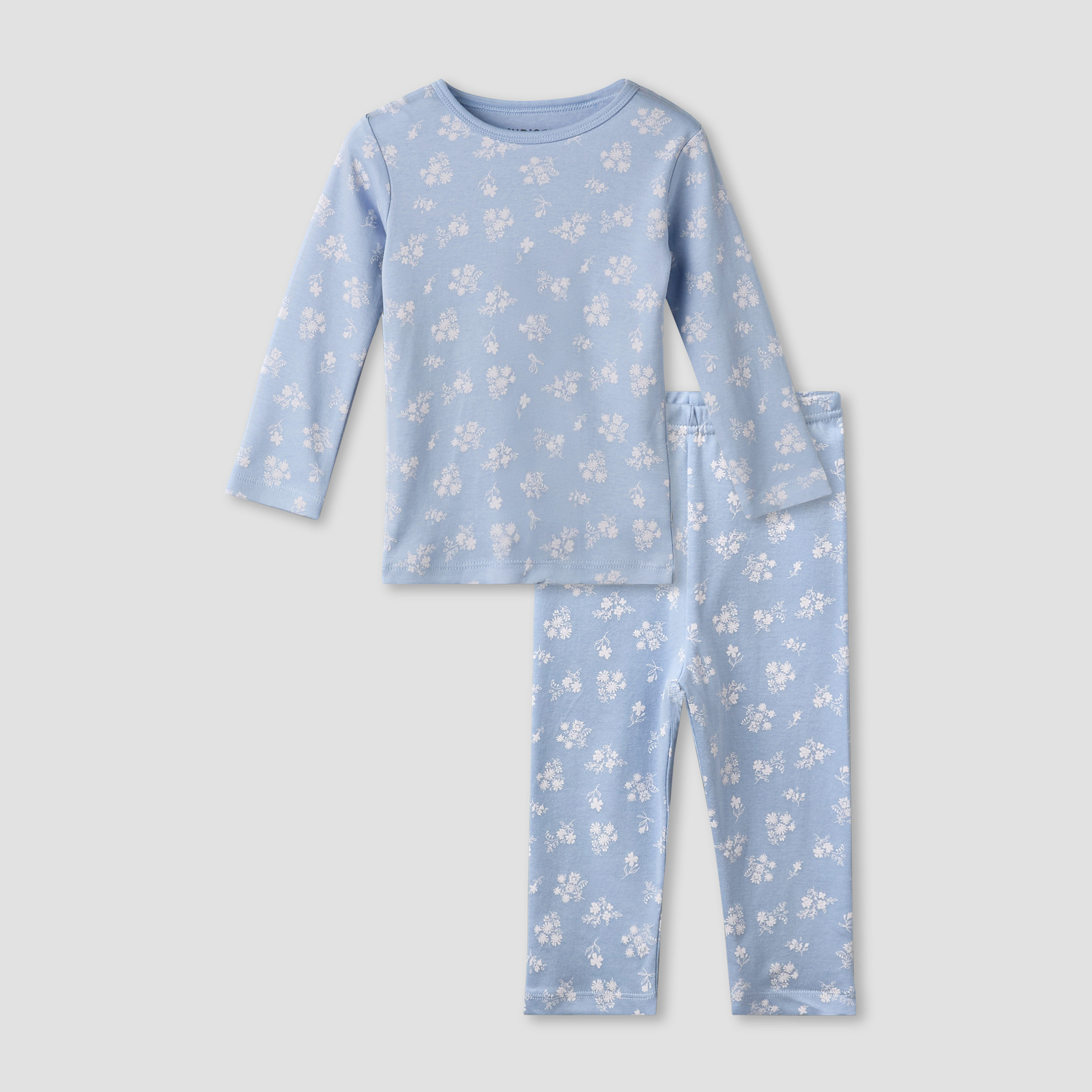 Juniors Cotton Round Neck Long Sleeve Pyjama Set with Floral Print-baby-girls-clothing-nightwear-pyjamasets-image-2