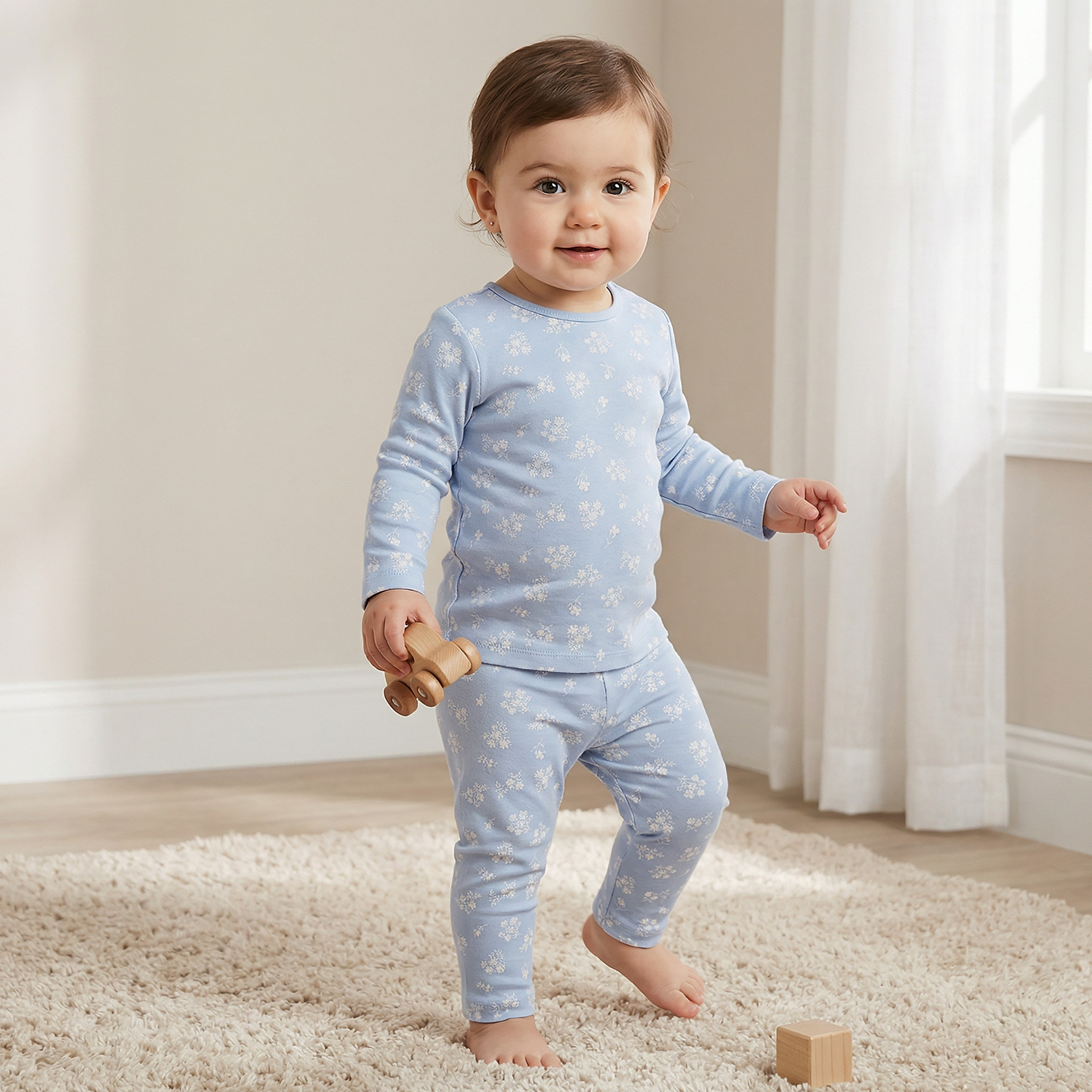 Juniors Cotton Round Neck Long Sleeve Pyjama Set with Floral Print-baby-girls-clothing-nightwear-pyjamasets-image-1