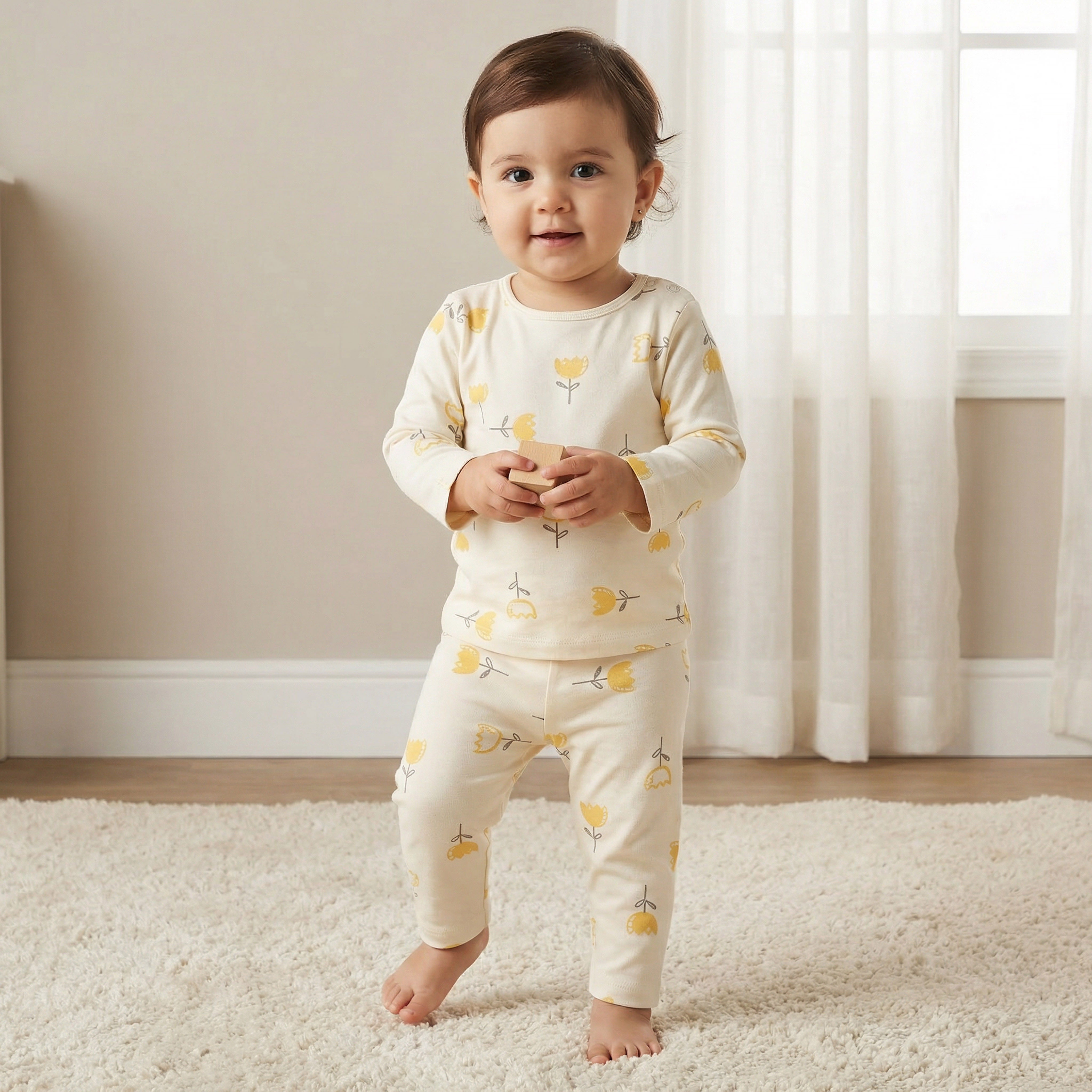Juniors Printed Ribbed T-shirt and Pyjama Set-baby-girls-clothing-nightwear-pyjamasets-image-1