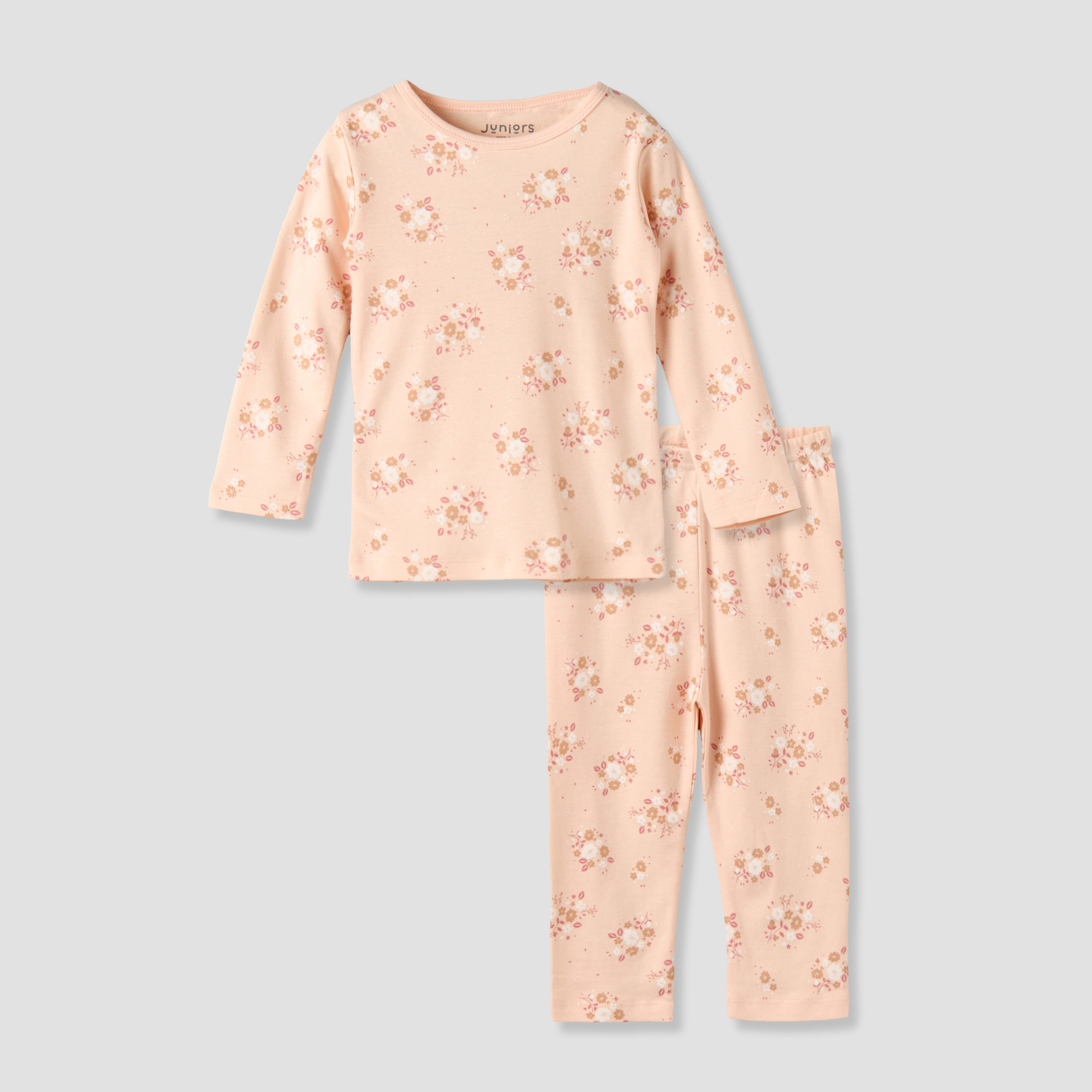 Juniors Cotton Crew Neck Long Sleeve Pyjama Set with Floral Print-baby-girls-clothing-nightwear-pyjamasets-image-2