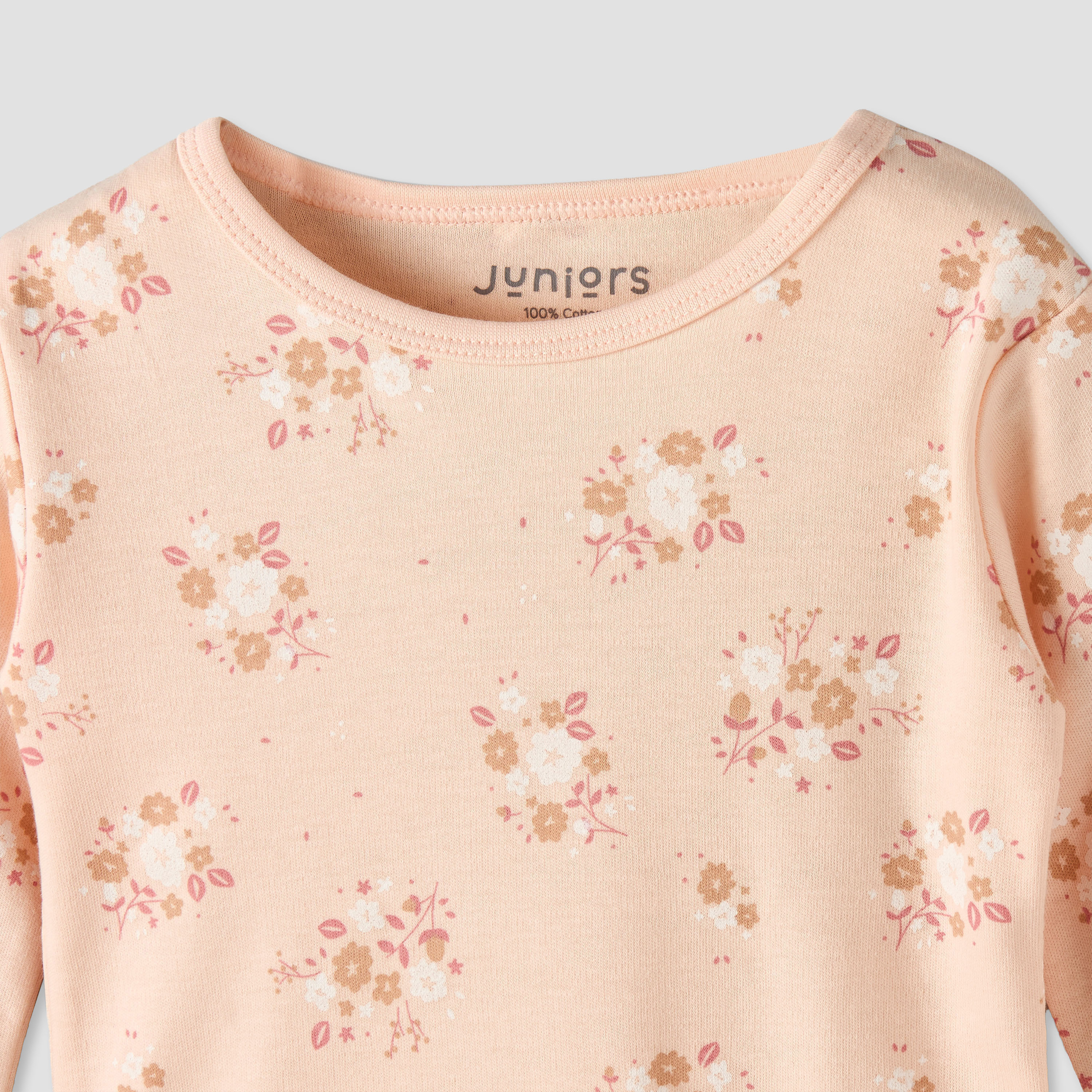 Juniors Cotton Crew Neck Long Sleeve Pyjama Set with Floral Print-baby-girls-clothing-nightwear-pyjamasets-image-5