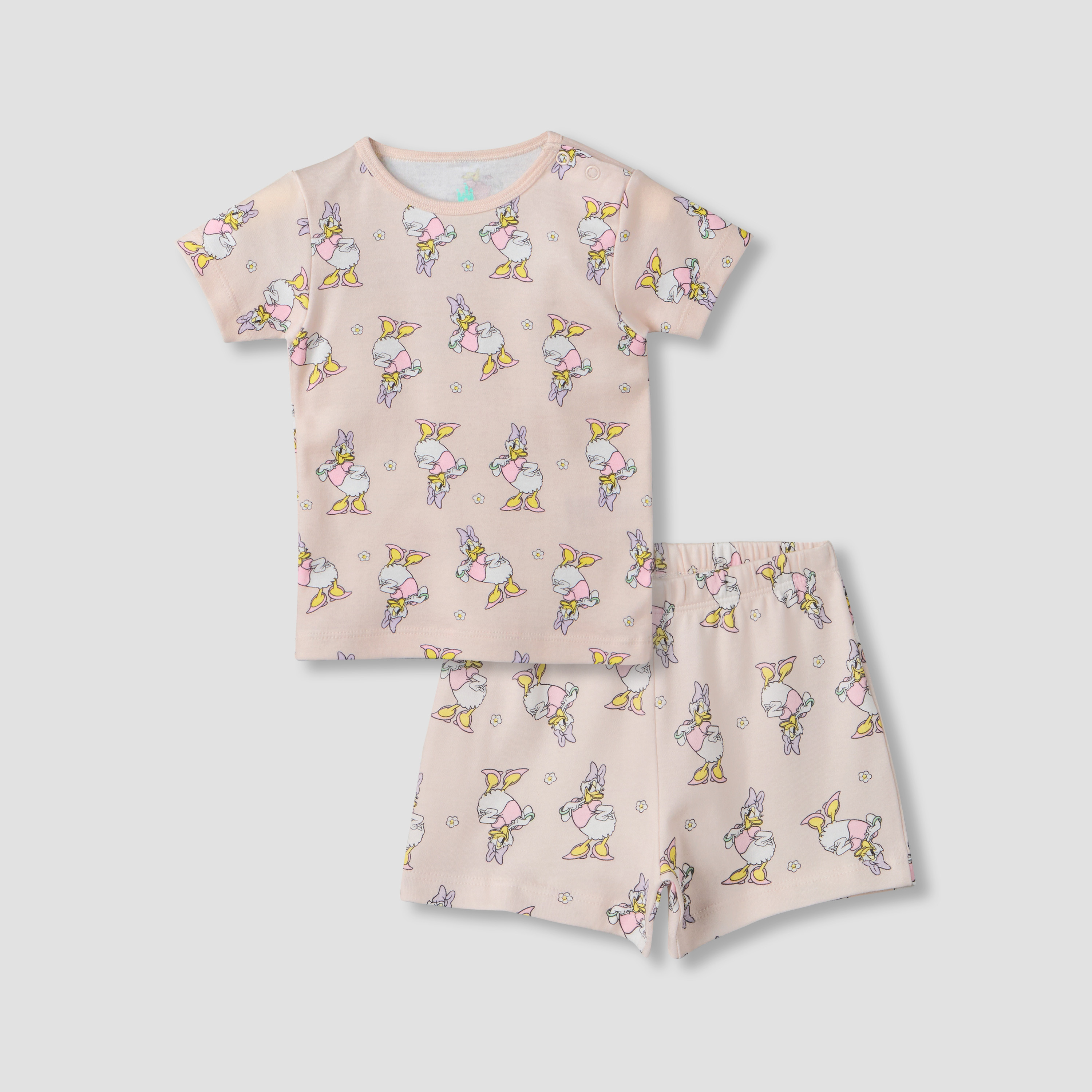 Disney Round Neck Short Sleeve T-shirt and Shorts Set with Daisy Duck Print-baby-girls-clothing-setsandcoords-image-2