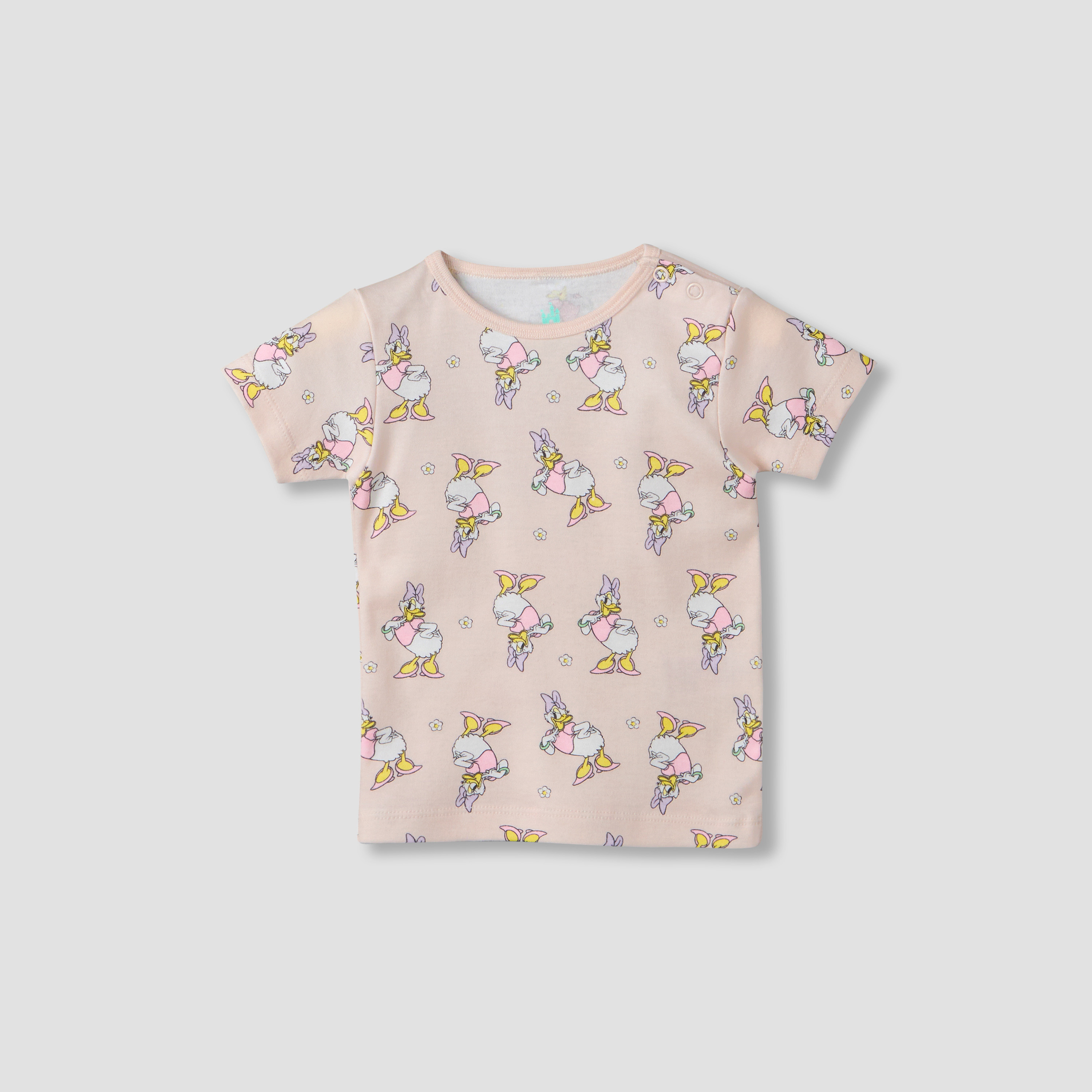 Disney Round Neck Short Sleeve T-shirt and Shorts Set with Daisy Duck Print-baby-girls-clothing-setsandcoords-image-3