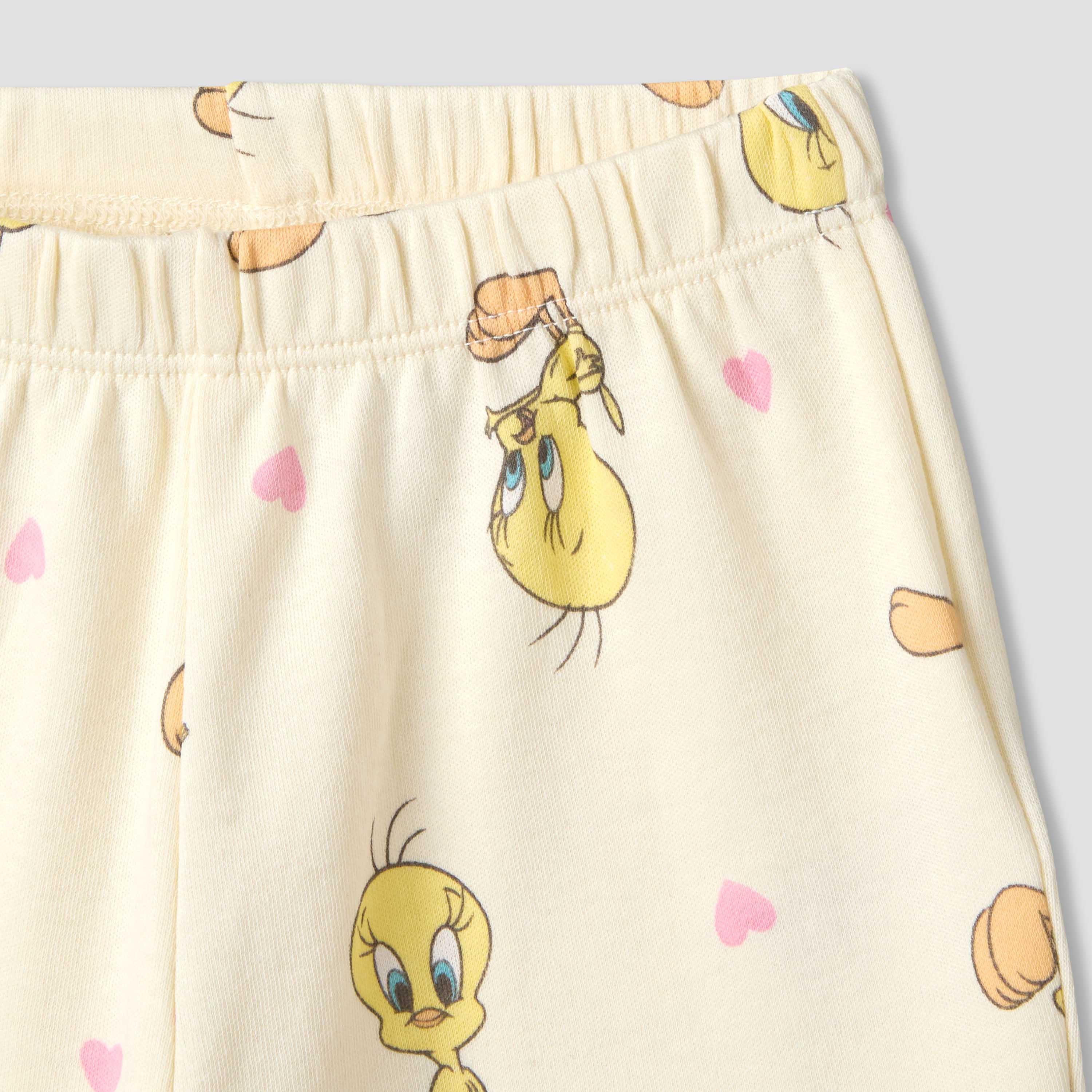 Warner Bros Round Neck Short Sleeve T-shirt and Shorts Set with Tweety Print-baby-girls-clothing-setsandcoords-image-7