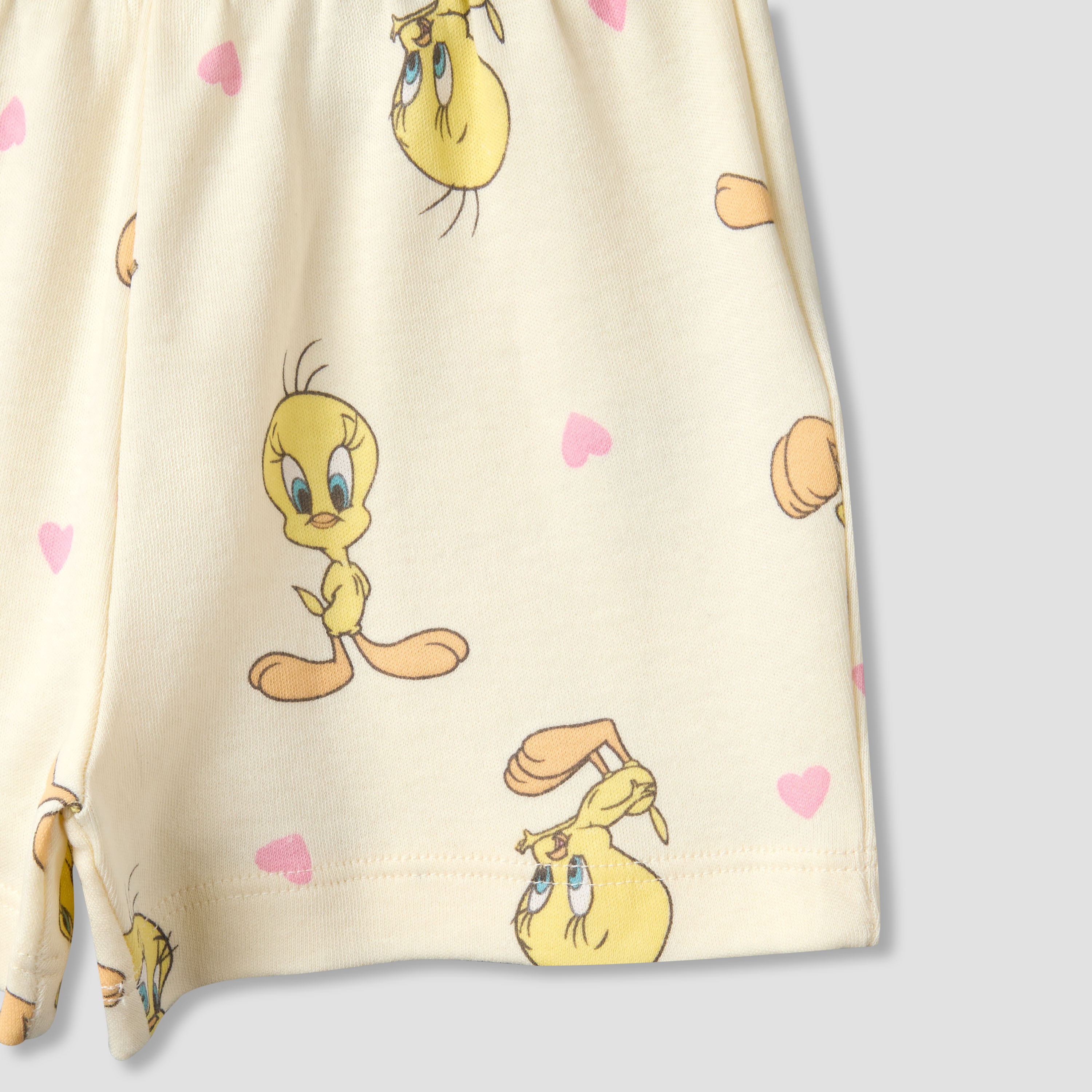 Warner Bros Round Neck Short Sleeve T-shirt and Shorts Set with Tweety Print-baby-girls-clothing-setsandcoords-image-8