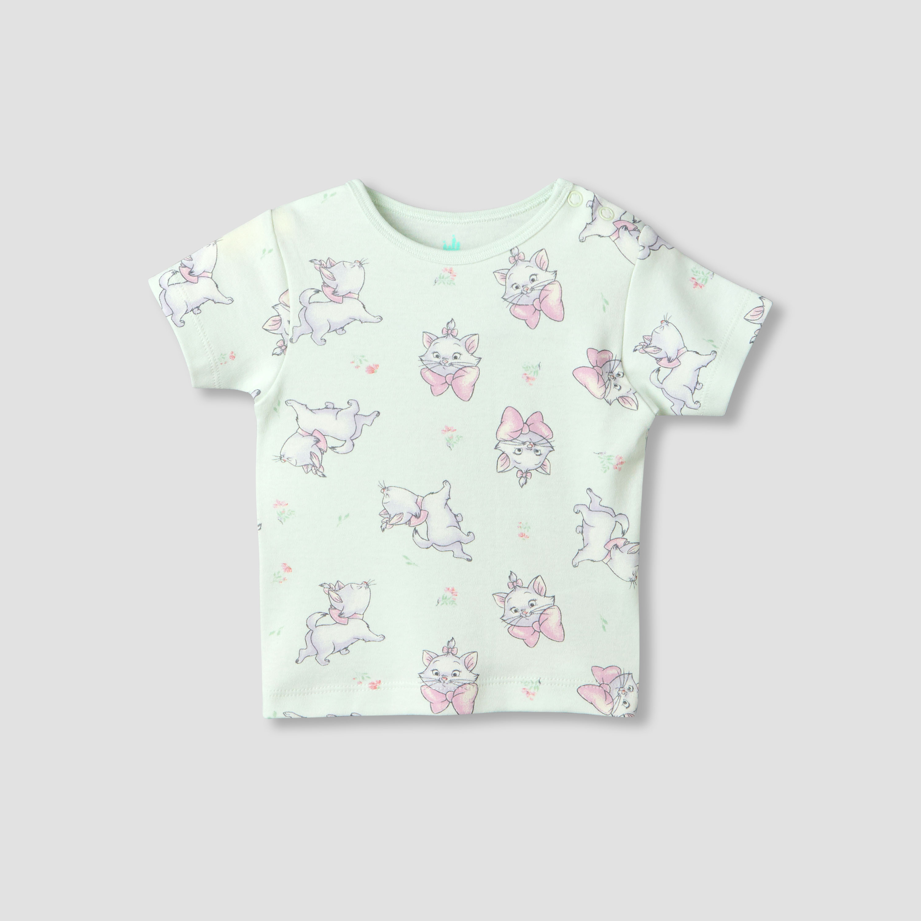 Disney Round Neck Short Sleeve T-shirt and Shorts Set with Marie Print-baby-girls-clothing-setsandcoords-image-3