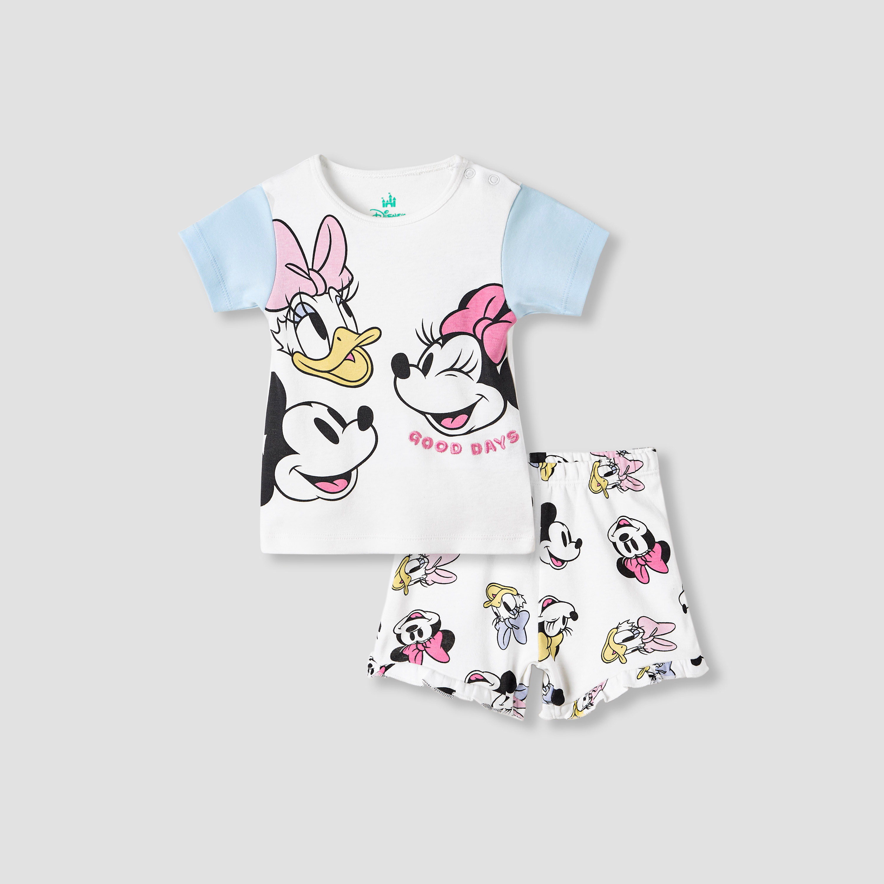 Disney Girls T-shirt and Shorts Set with Minnie Mouse Print - Cotton - Short Sleeves - Round Neck-baby-girls-clothing-setsandcoords-image-1