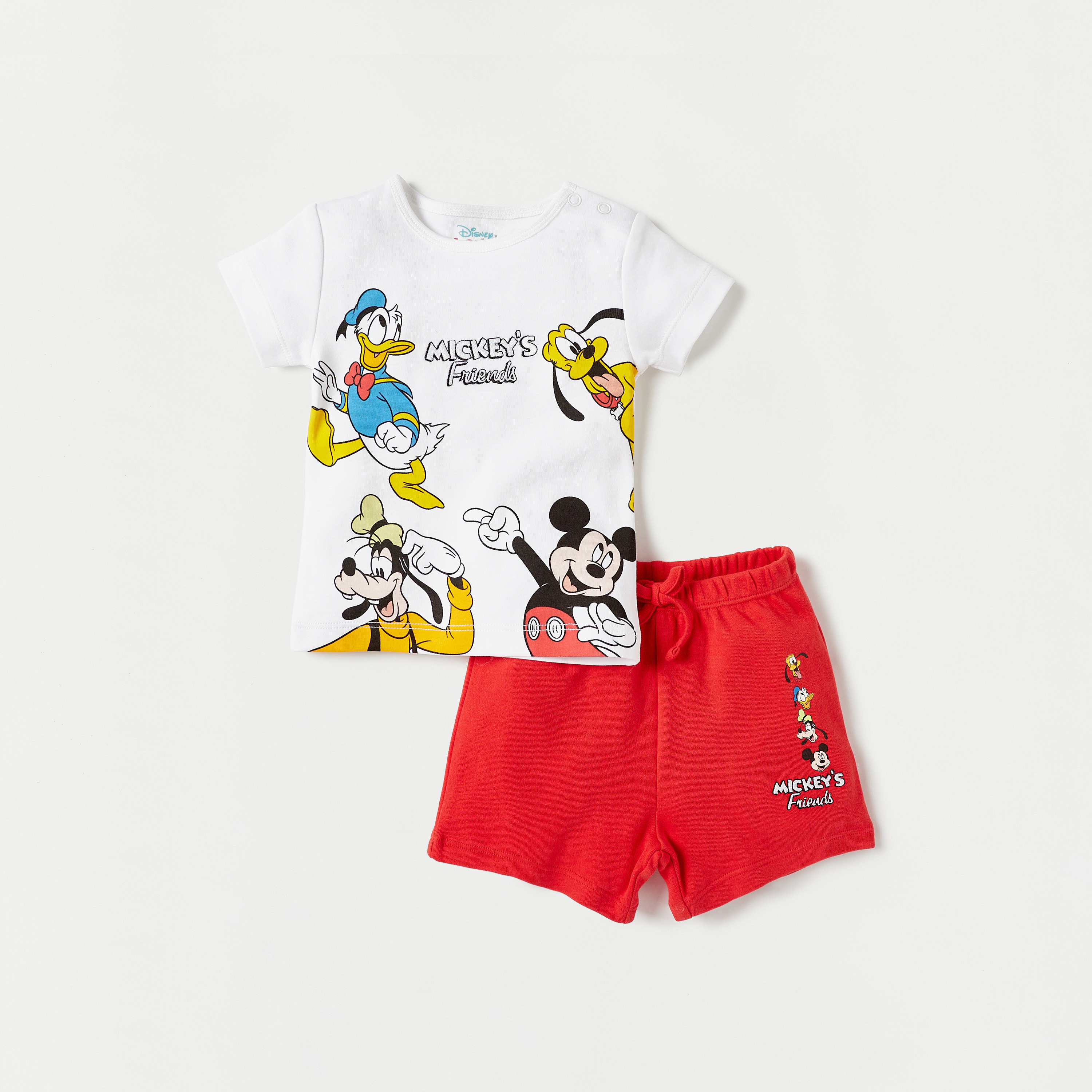 Disney Mickey Mouse and Friends Print T-shirt and Shorts Set-baby-boys-clothing-setsandcoords-image-1