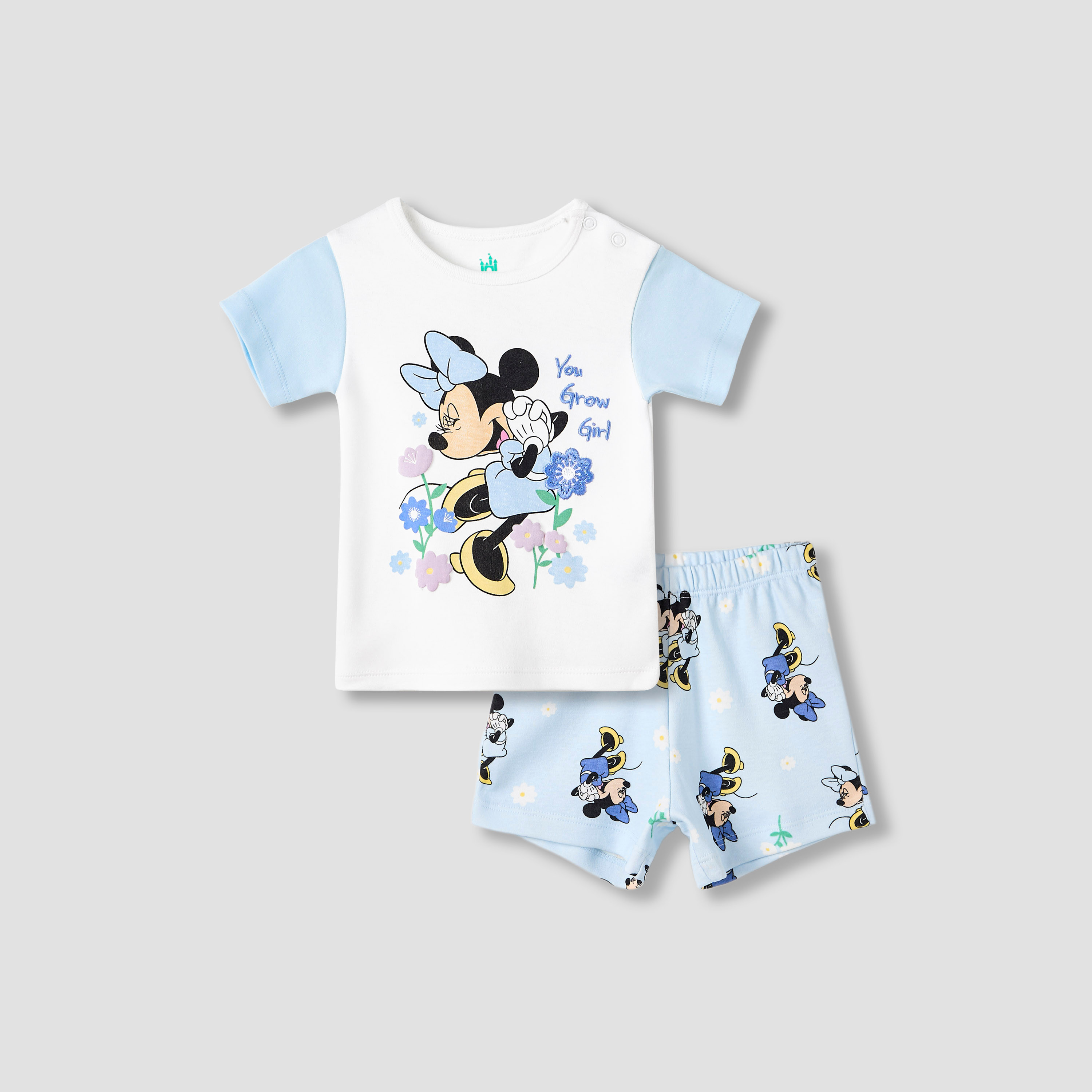 Disney Girls T-shirt and Shorts Set with Minnie Mouse Print - Cotton - Short Sleeves - Round Neck-baby-girls-clothing-setsandcoords-image-1