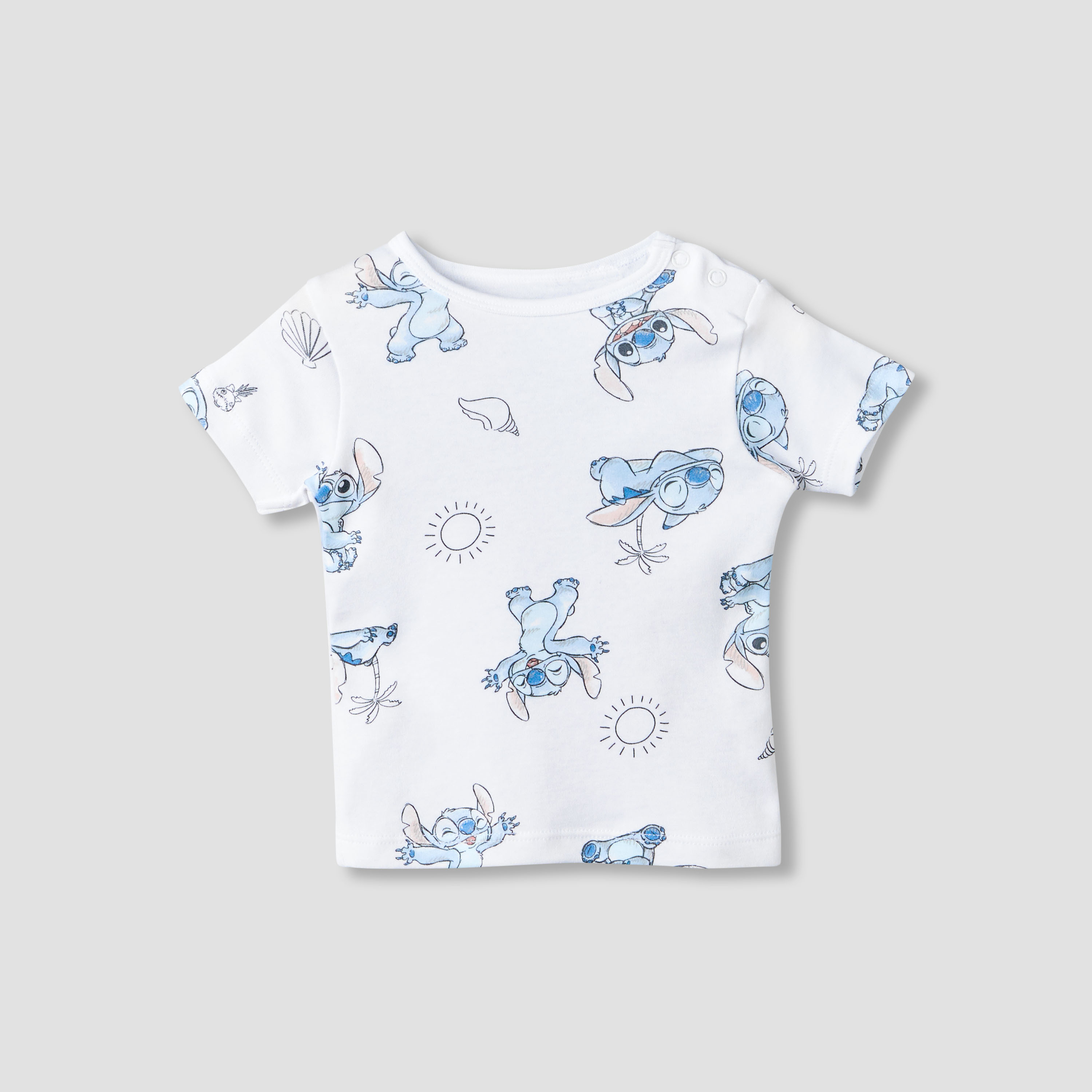 Disney Crew Neck Short Sleeves T-shirt and Shorts Set with Stitch Print-baby-boys-clothing-setsandcoords-image-3