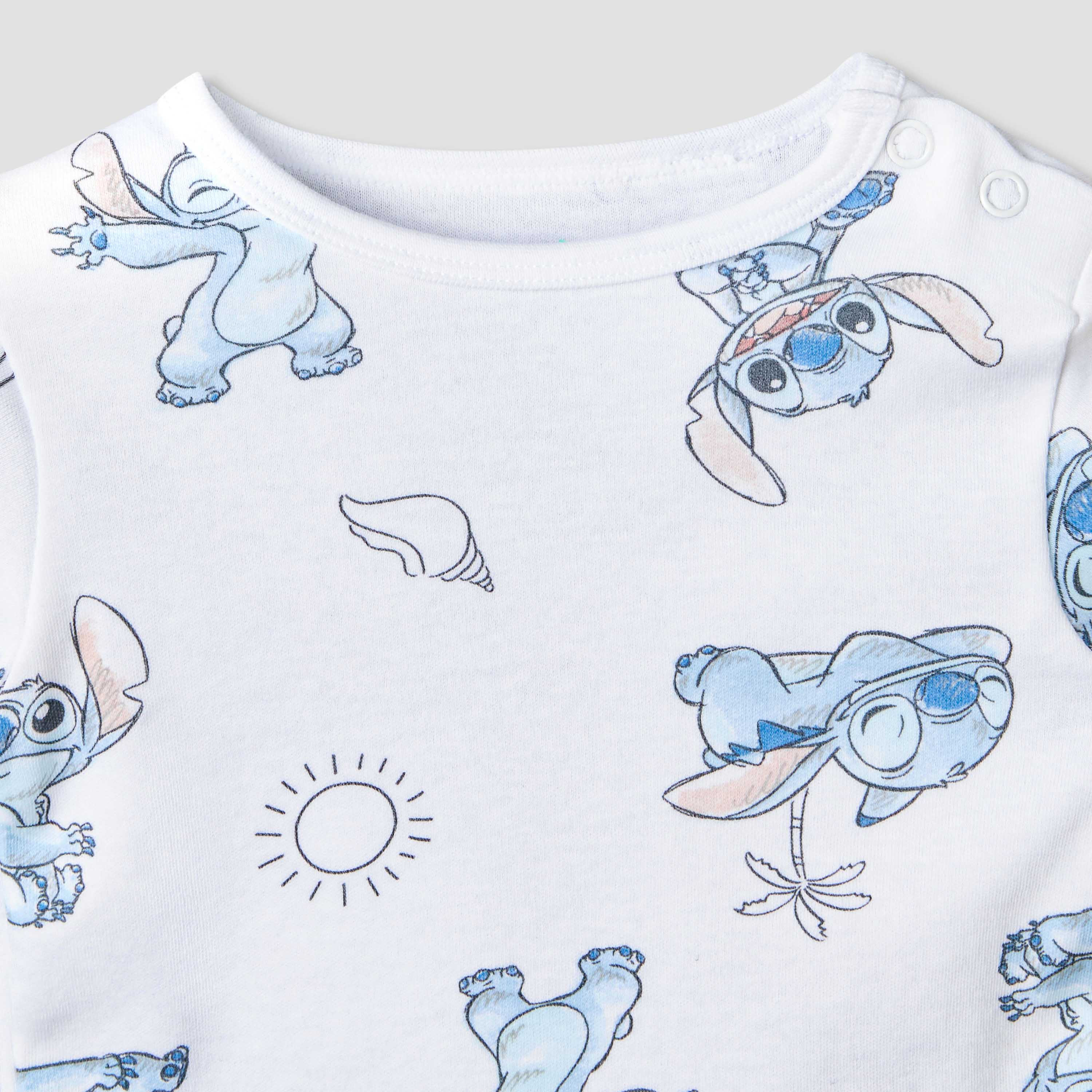 Disney Crew Neck Short Sleeves T-shirt and Shorts Set with Stitch Print-baby-boys-clothing-setsandcoords-image-5