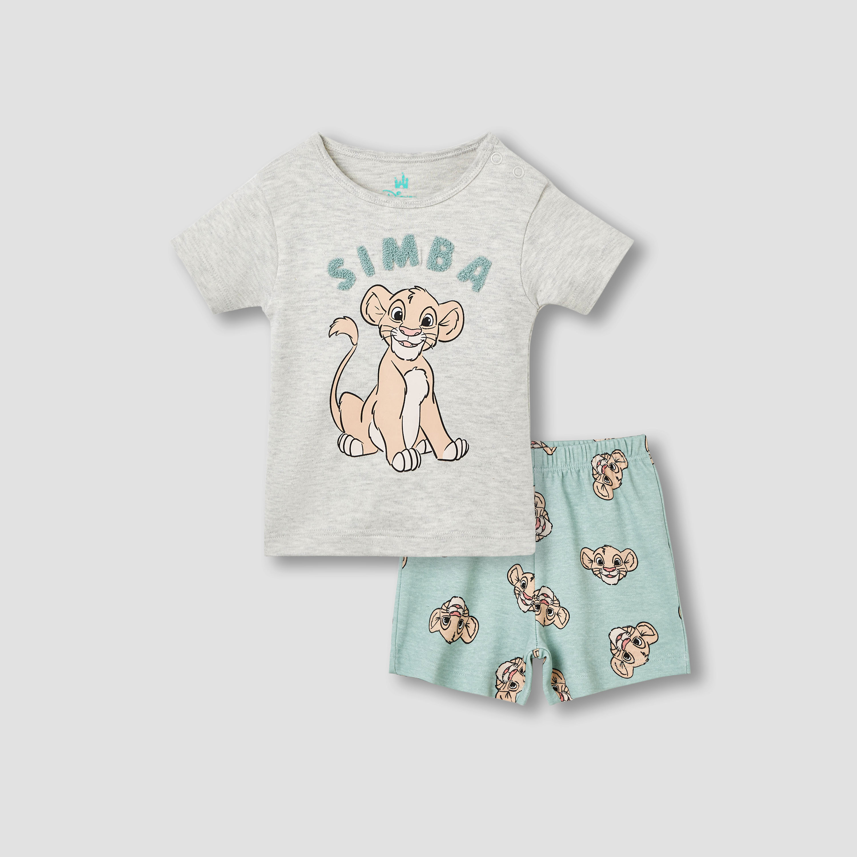 Disney Girls T-shirt and Shorts Set with Simba Print - Cotton - Short Sleeves - Round Neck-baby-girls-clothing-setsandcoords-image-1