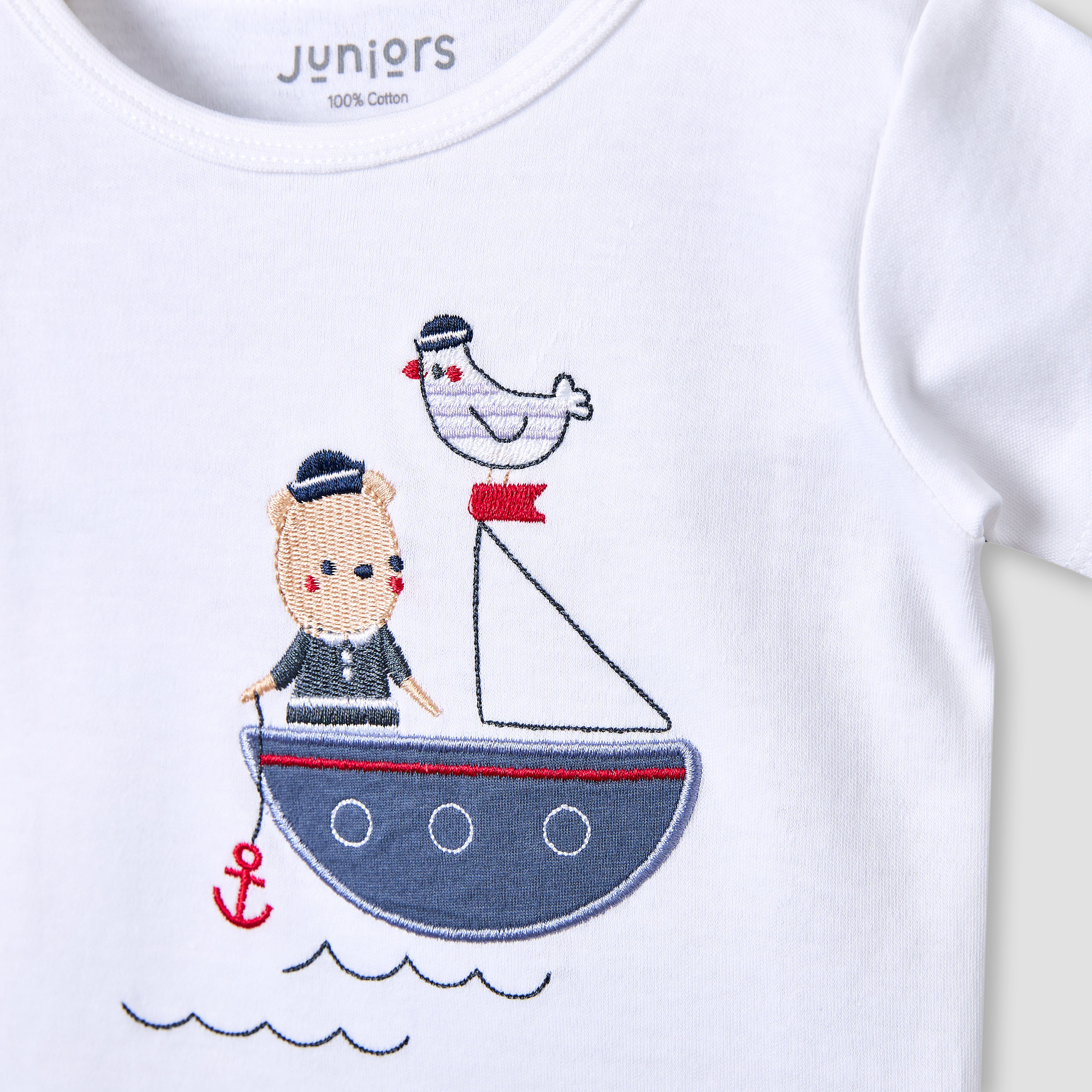 Juniors Crew Neck Short Sleeves T-shirt and Shorts Set with Nautical Embroidery-baby-boys-clothing-setsandcoords-image-4