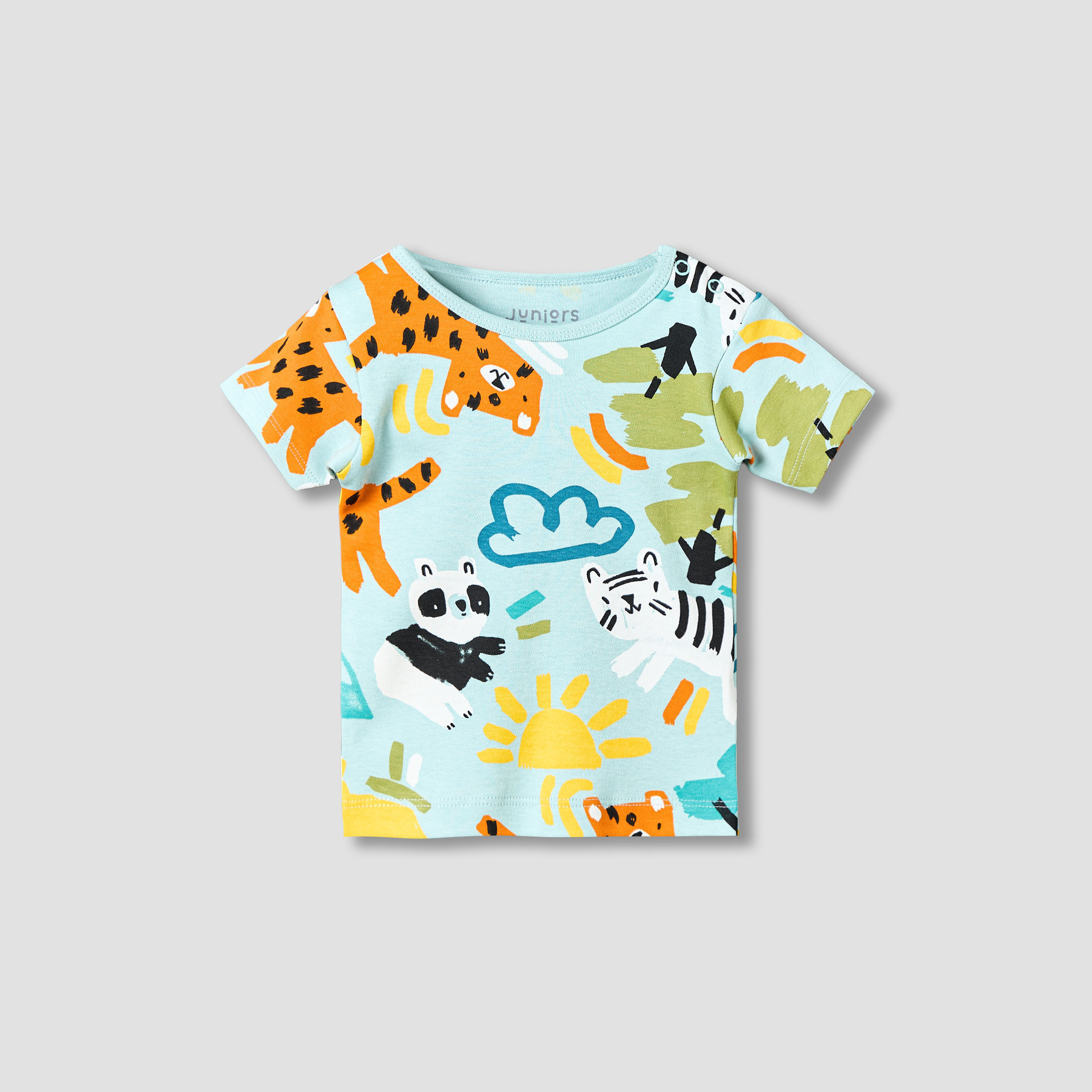 طقم شورت وتيشيرت قطن بياقة مستديرة وأكمام قصيرة وطبعات سفاري من جونيورز-baby-boys-clothing-setsandcoords-image-3