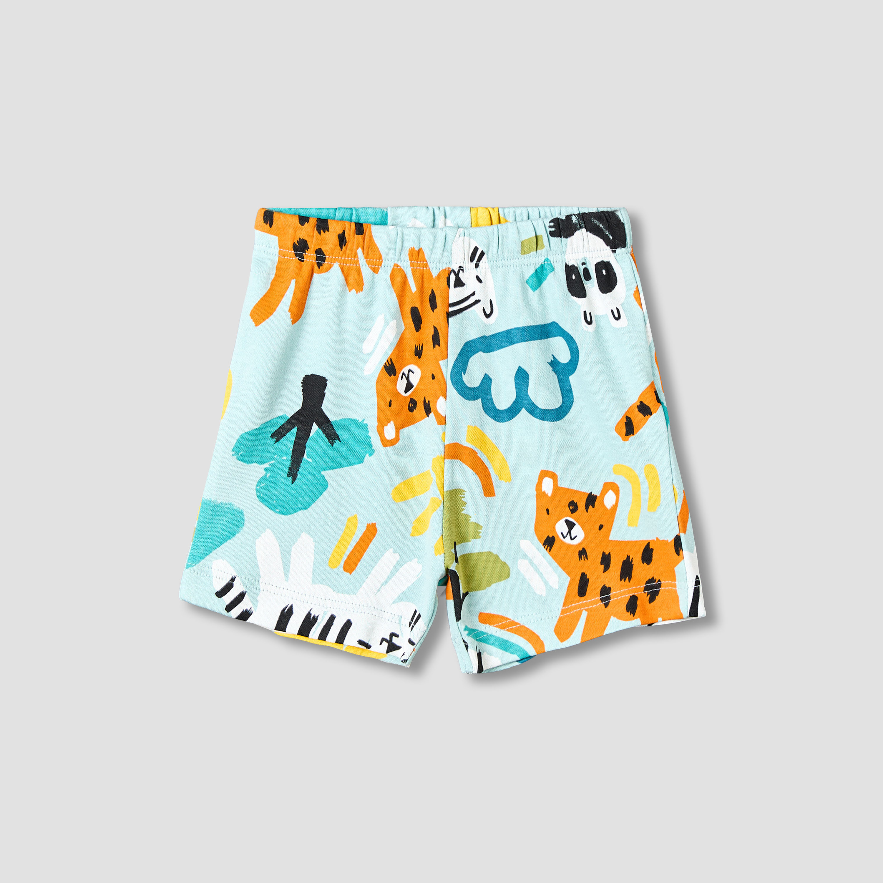 طقم شورت وتيشيرت قطن بياقة مستديرة وأكمام قصيرة وطبعات سفاري من جونيورز-baby-boys-clothing-setsandcoords-image-4
