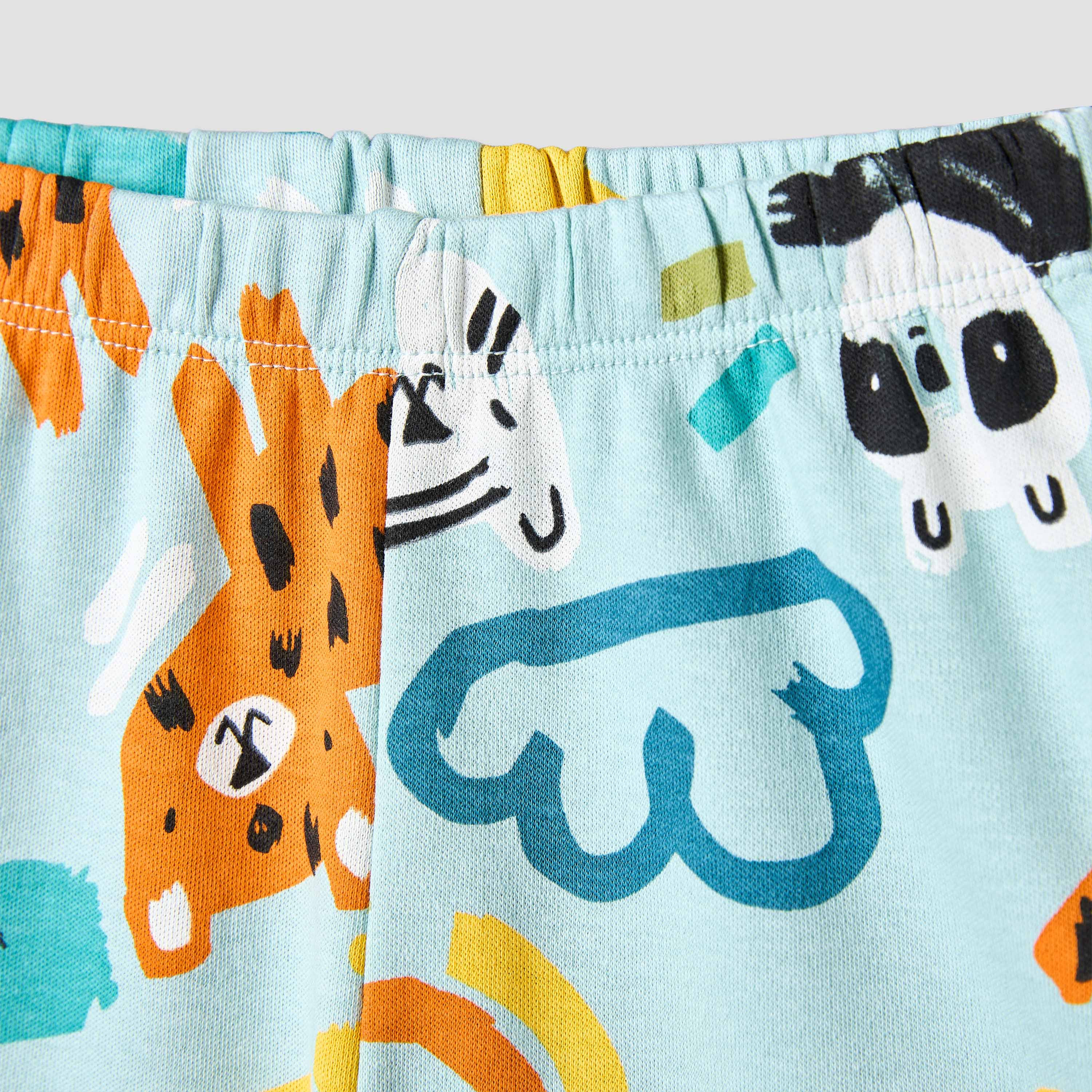 طقم شورت وتيشيرت قطن بياقة مستديرة وأكمام قصيرة وطبعات سفاري من جونيورز-baby-boys-clothing-setsandcoords-image-5