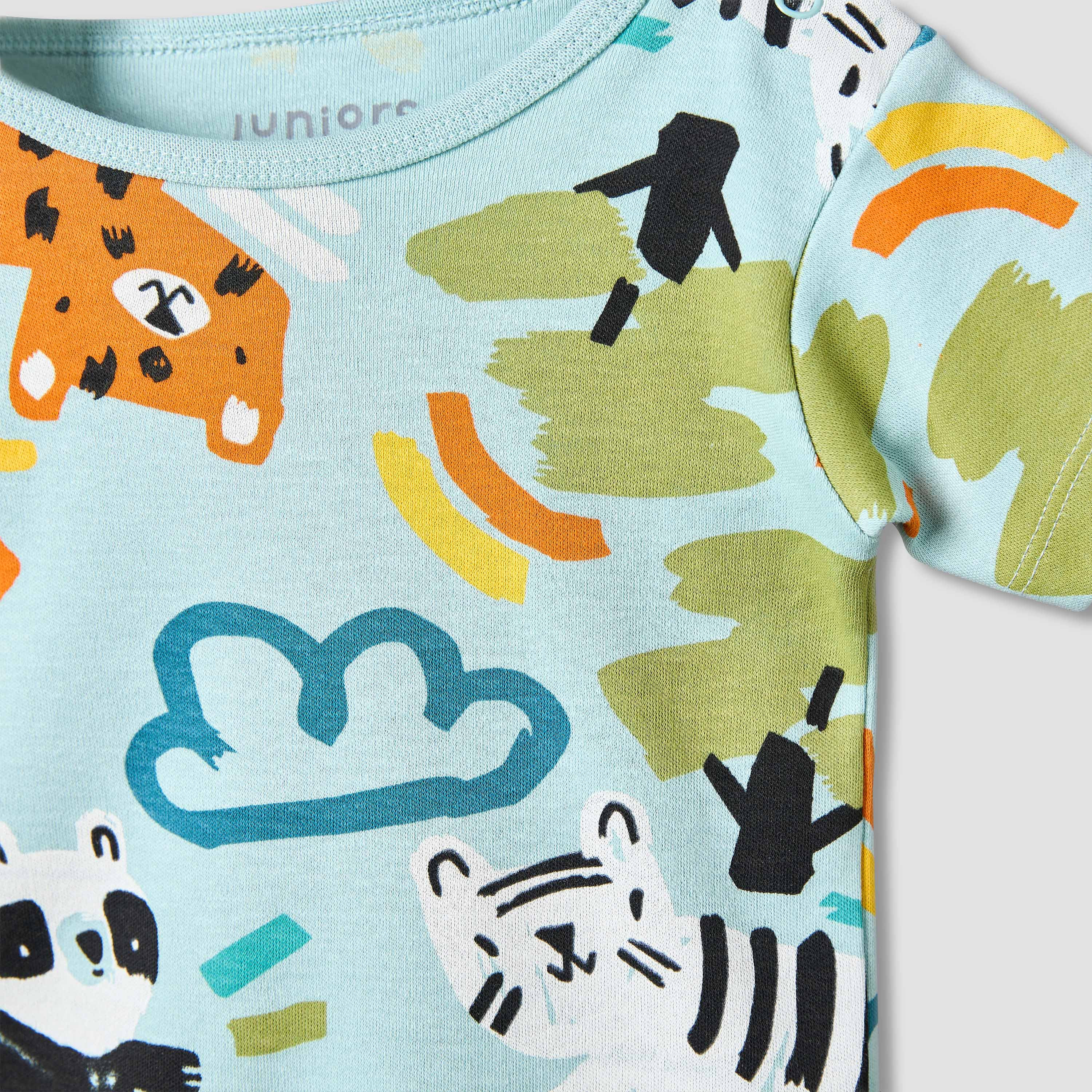 طقم شورت وتيشيرت قطن بياقة مستديرة وأكمام قصيرة وطبعات سفاري من جونيورز-baby-boys-clothing-setsandcoords-image-6