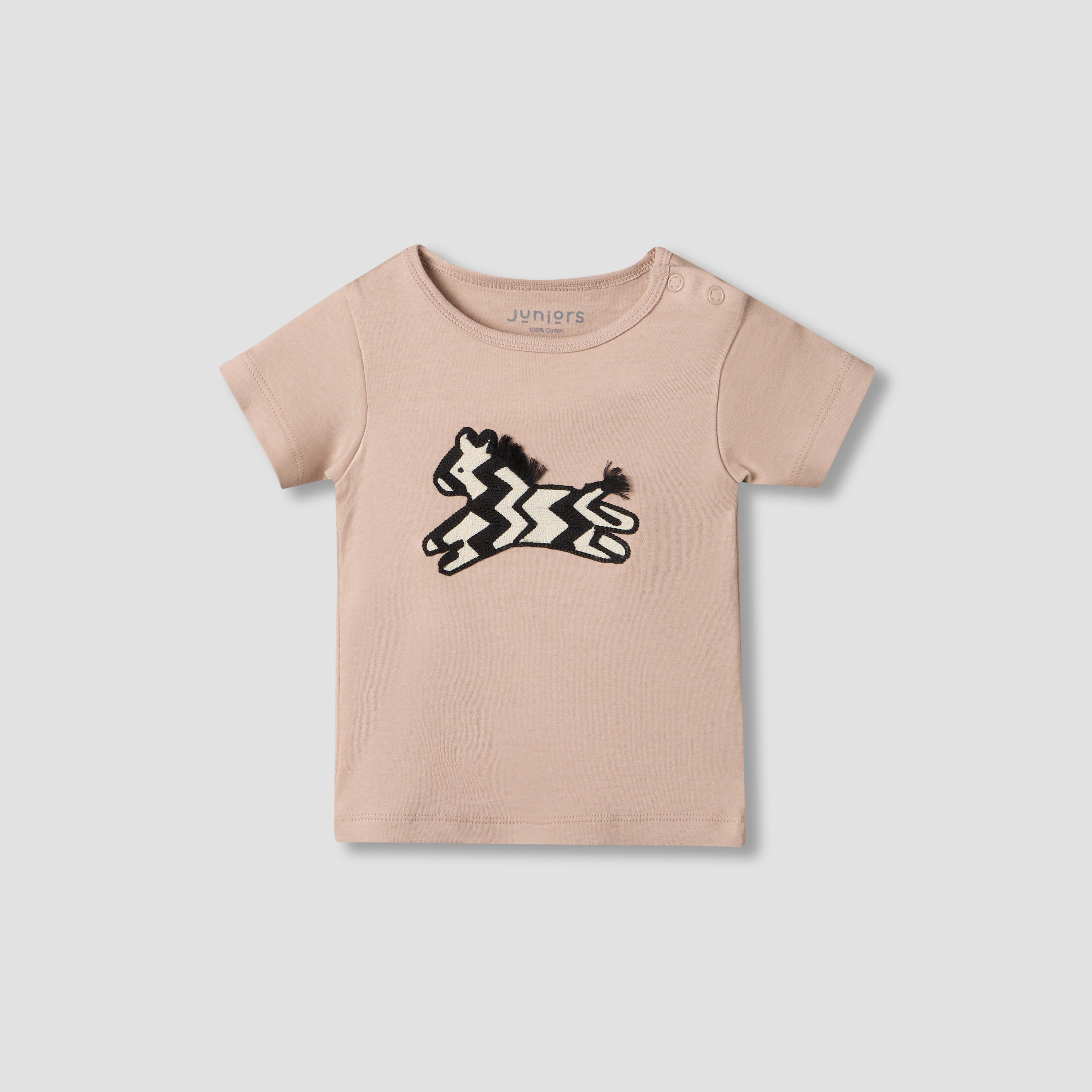 Juniors Round Neck Short Sleeve T-shirt and Shorts Set with Zebra Applique-baby-boys-clothing-setsandcoords-image-3