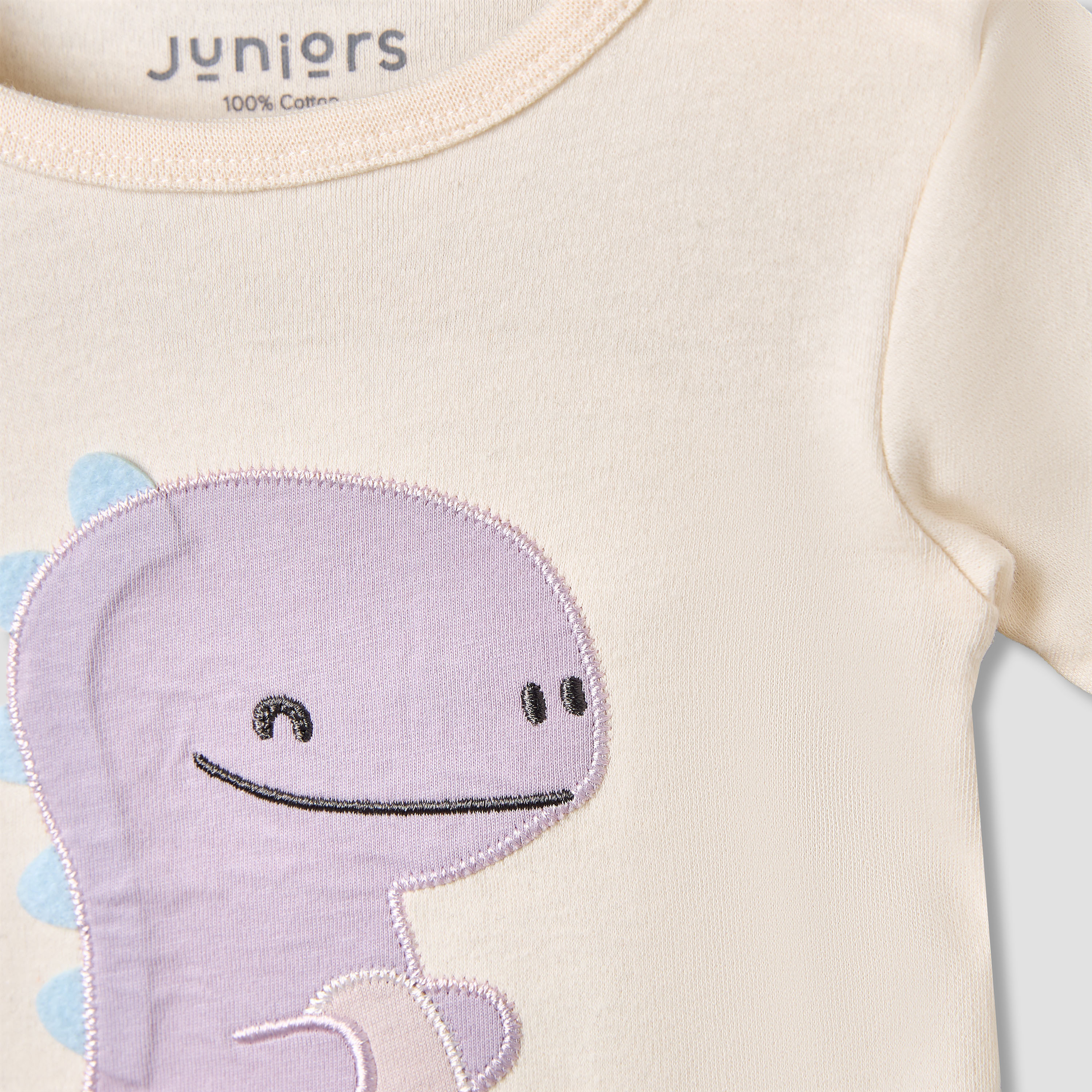 طقم شورت وتيشيرت قطن برقبة مستديرة وأكمام قصيرة وبزخارف ديناصور من جونيورز-baby-girls-clothing-setsandcoords-image-6
