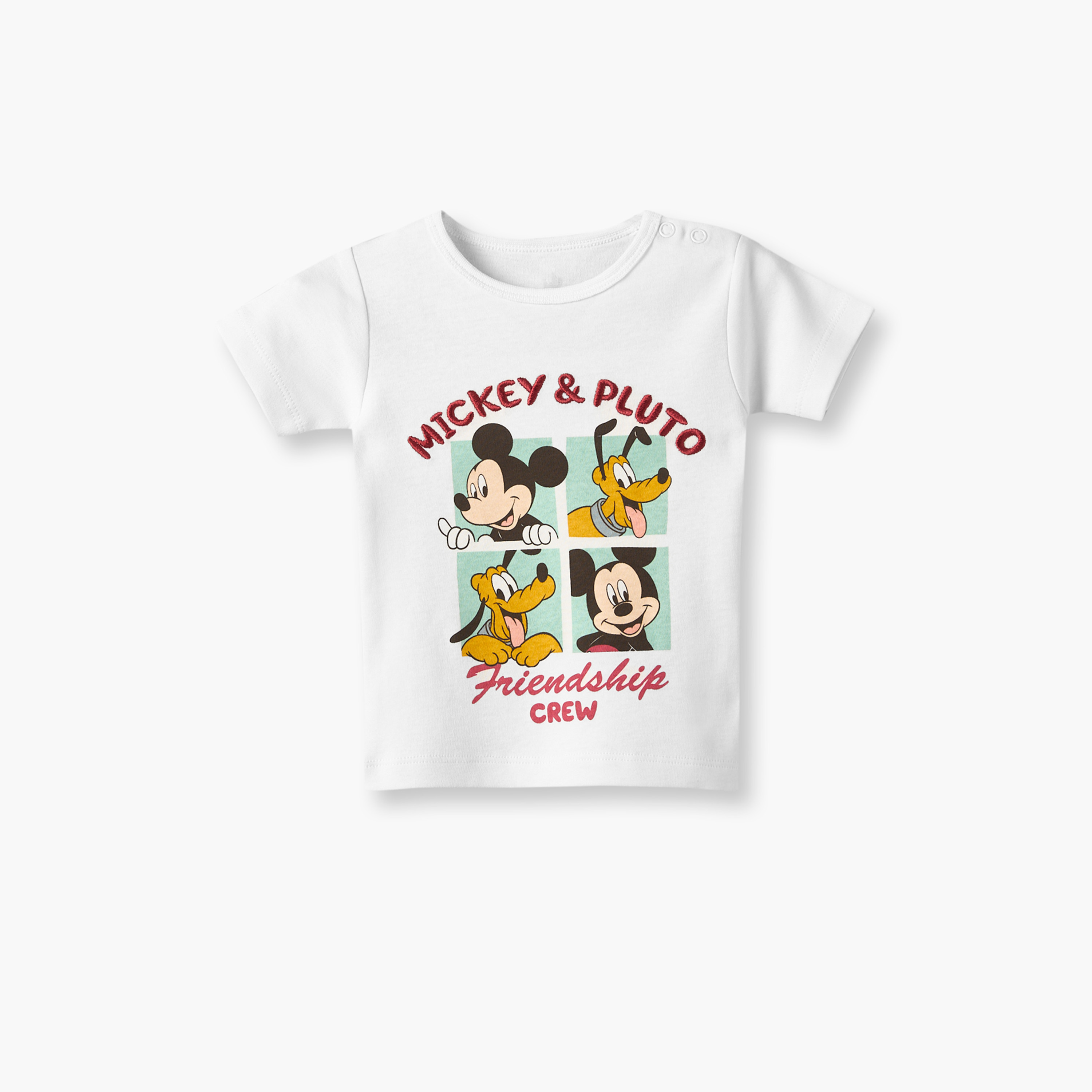 Disney Crew Neck Short Sleeves T-shirt and Shorts Set with Mickey Mouse and Pluto Print-baby-boys-clothing-setsandcoords-image-3